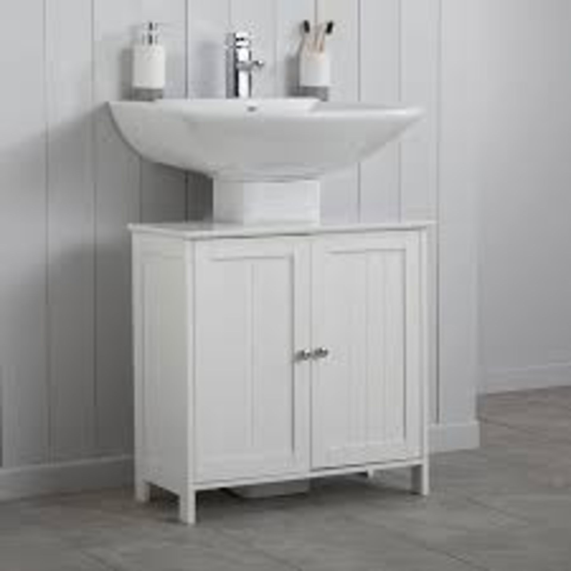 Ashby White Tongue & Groove Bathroom Under Sink Cabinet. - SR3. Utilise unused space around your