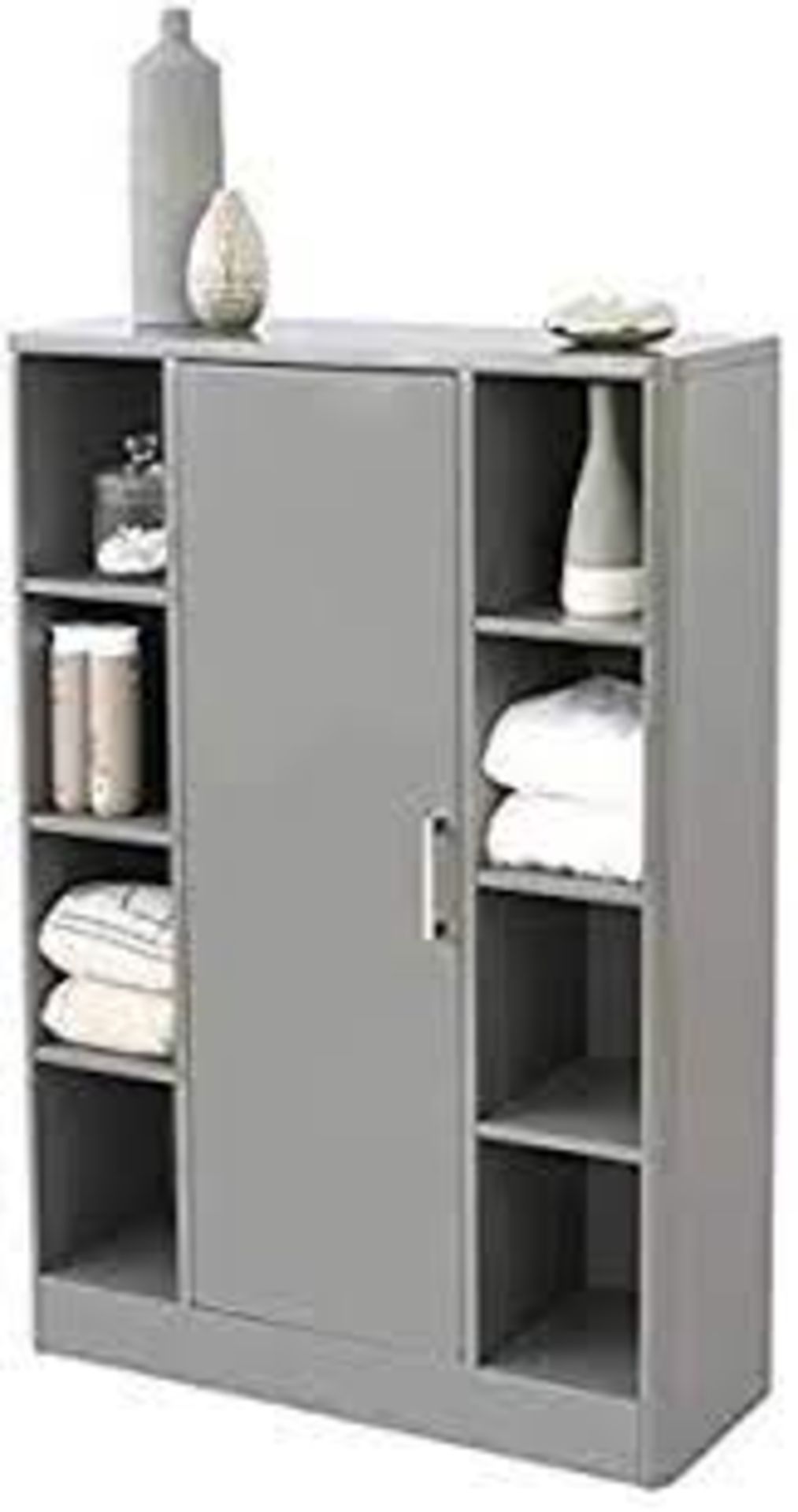 Middy Sleek Grey Bathroom Storage Console Cupboard Cabinet. - SR3. The Glossy Bathroom Console