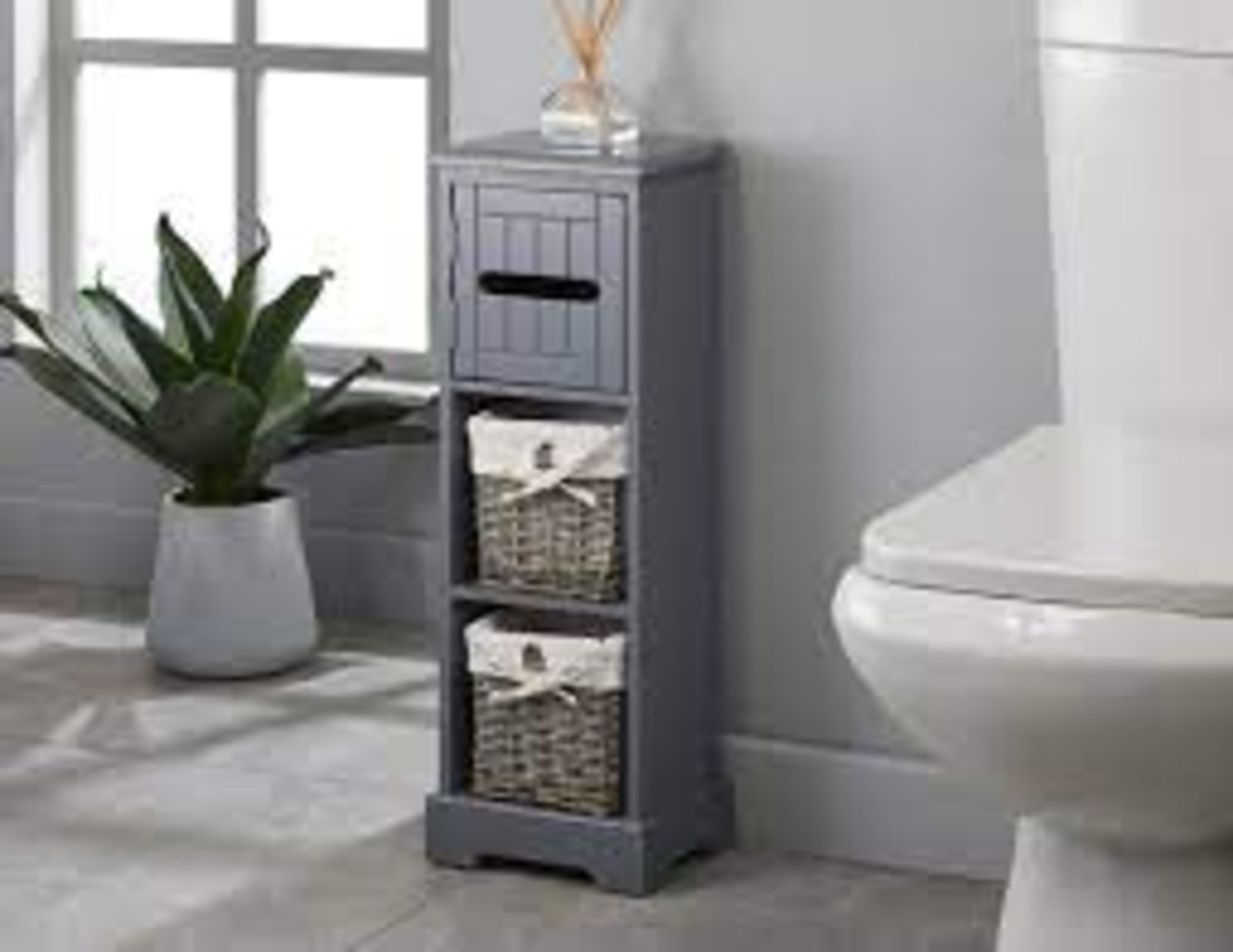 Ready Assembled Winchester Style Grey Toilet Roll Holder. - SR3. Store your toilet rolls all in - Image 2 of 2