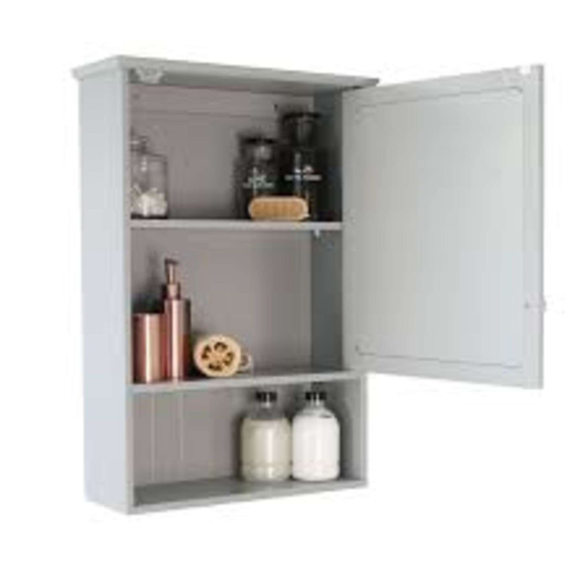 Ashby Grey Tongue & Groove Single Mirror Bathroom Storage Cabinet. - SR3. This modern bathroom - Image 2 of 2