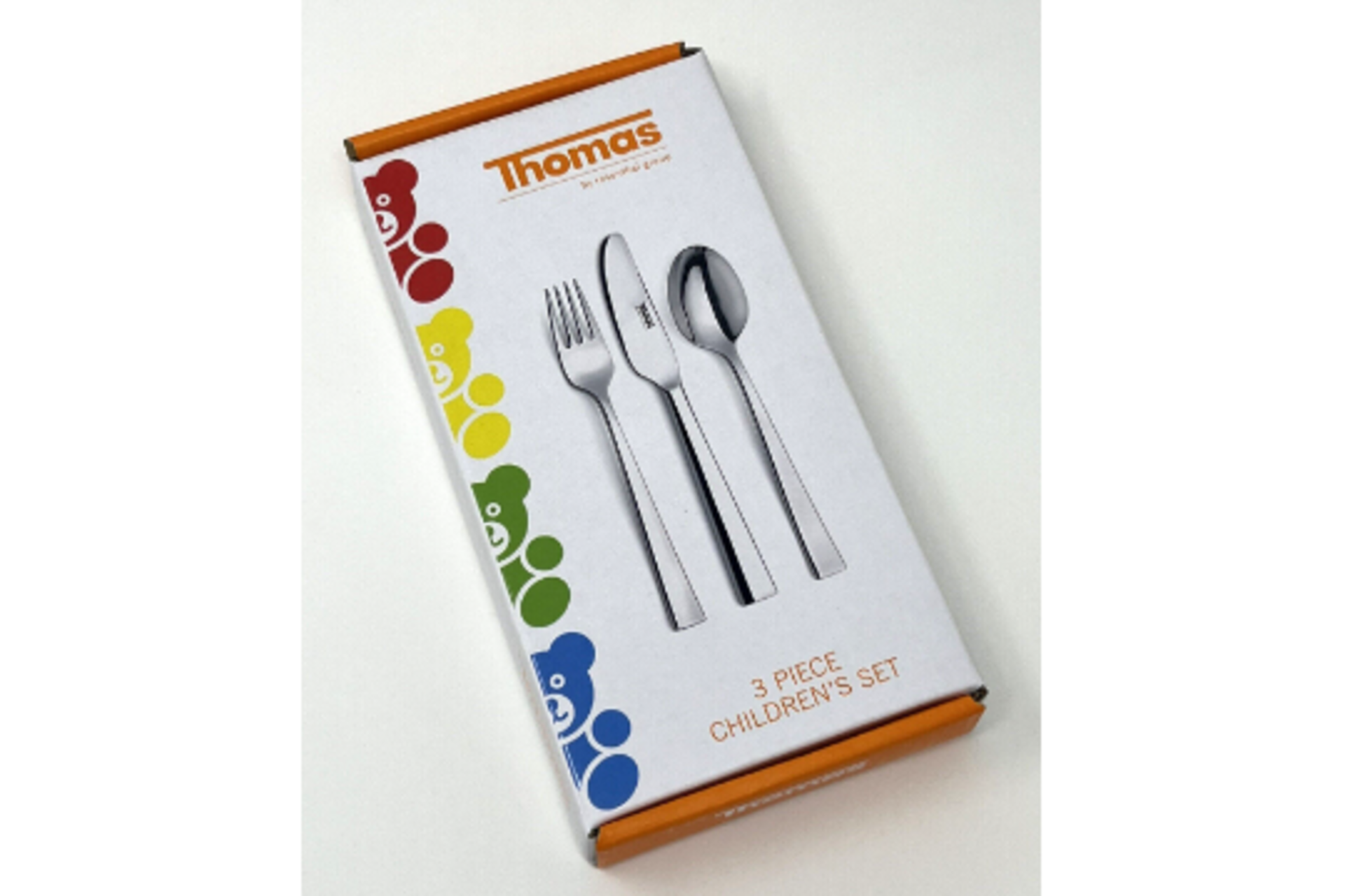 PALLET TO CONTAIN 480 x New Boxed Sets of 3 Thomas Children’s Cutlery Set Stainless Steel Easy