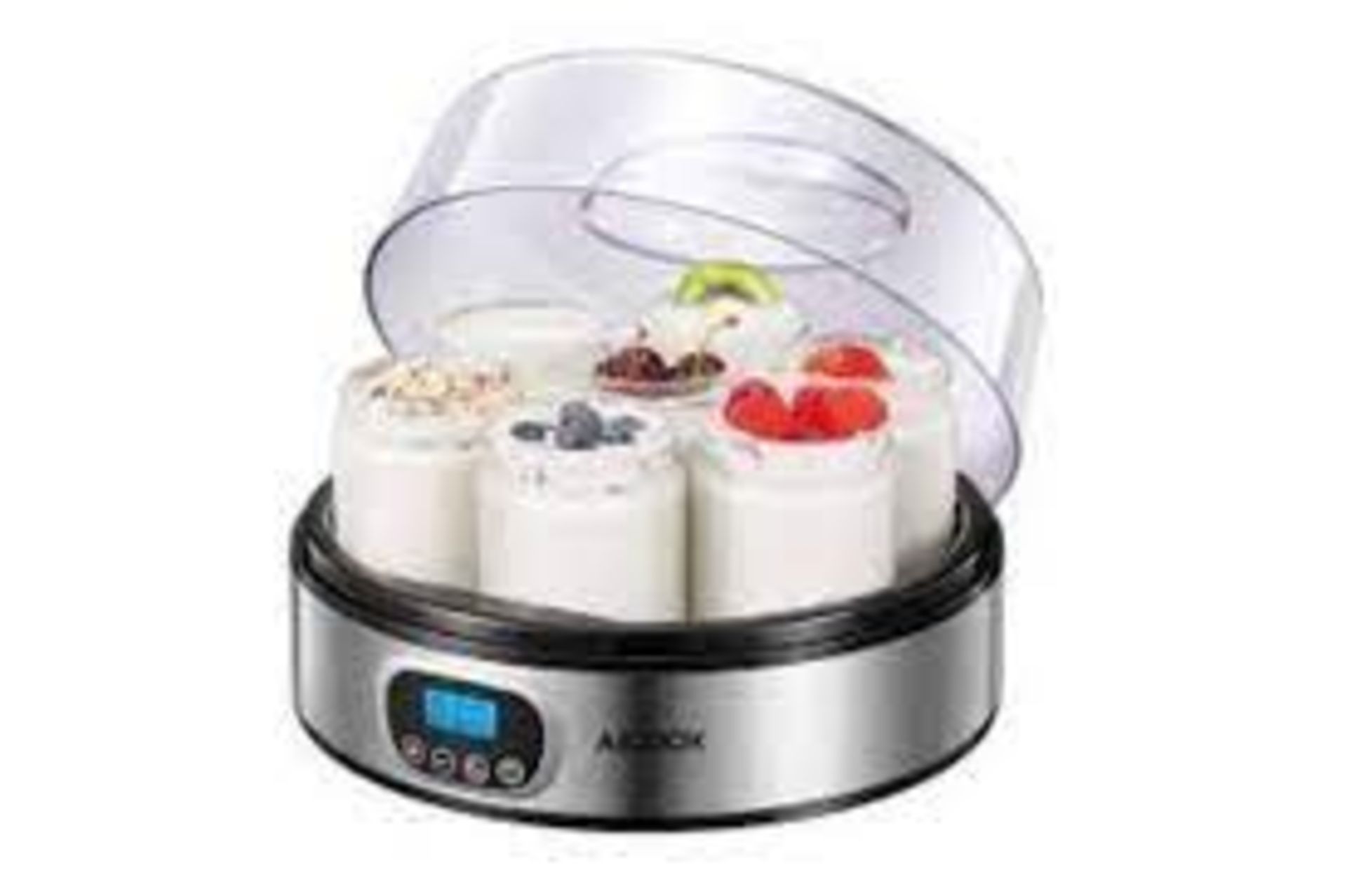 3 X NEW BOXED AICOOK Yoghurt Maker Machine with LCD Display and 8 x 180ml Glass Jars, Adjustable