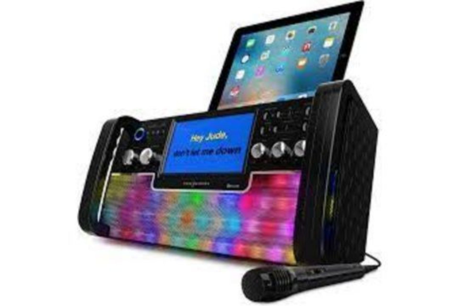 BRAND NEW EASY KARAOKE PARTY PORTABLE BLUETOOTH KARAOKE SYSTEM BUILT IN DOUBLE SIDED LED LIGHT