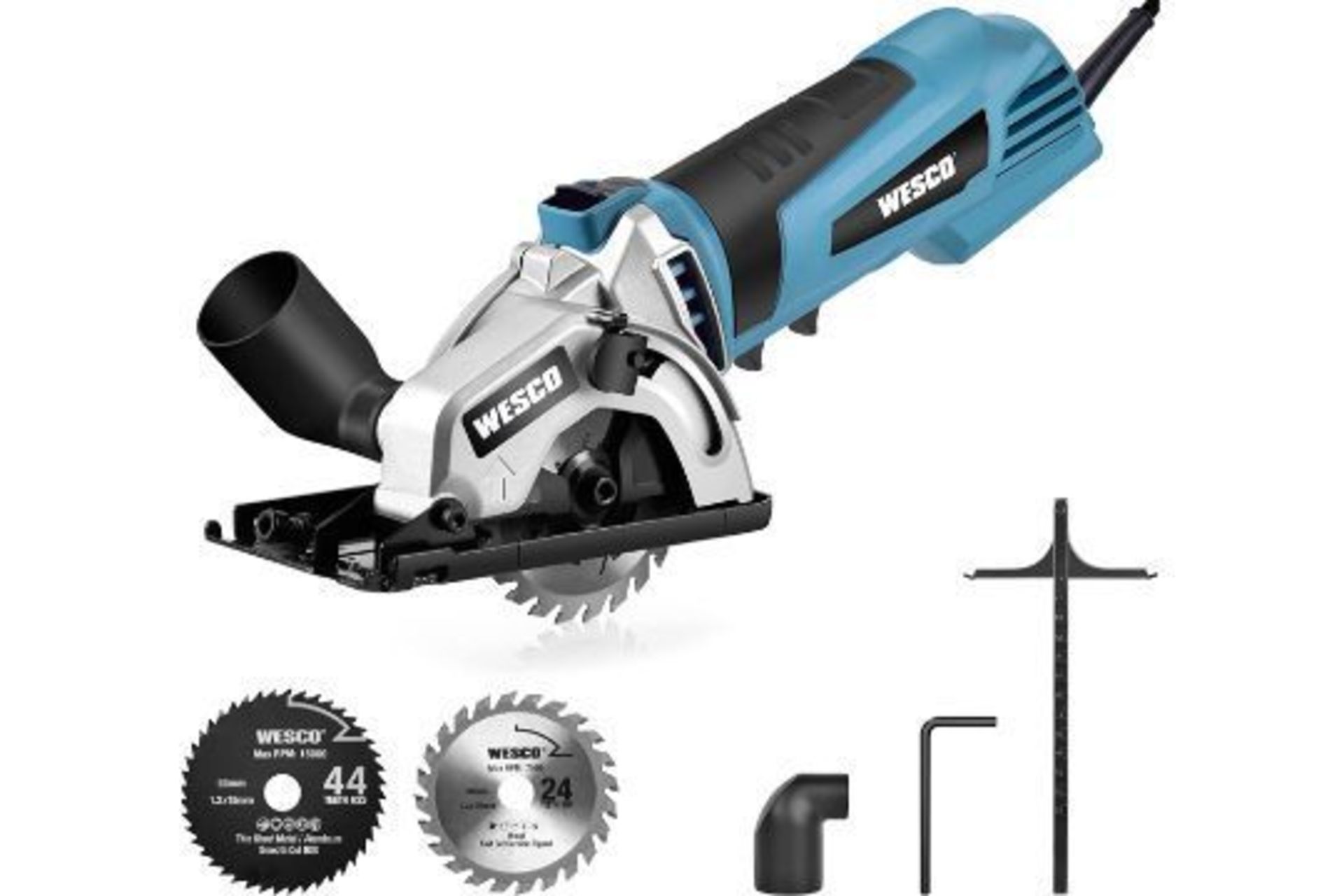 2 x NEW BOXED WESCO 500W 5100 RPM Compact Circular Saw with 2 Saw Blades Cutting Depth 27mm for