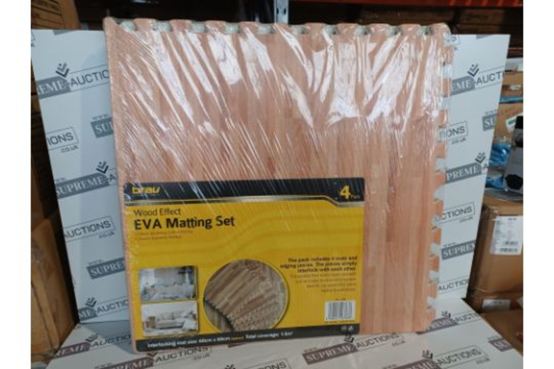 12 X BRAND NEW PACKS OF 4 WOOD EFFECT EVA MATTING SETS PACK COVERAGE 1.5M2 R18.8