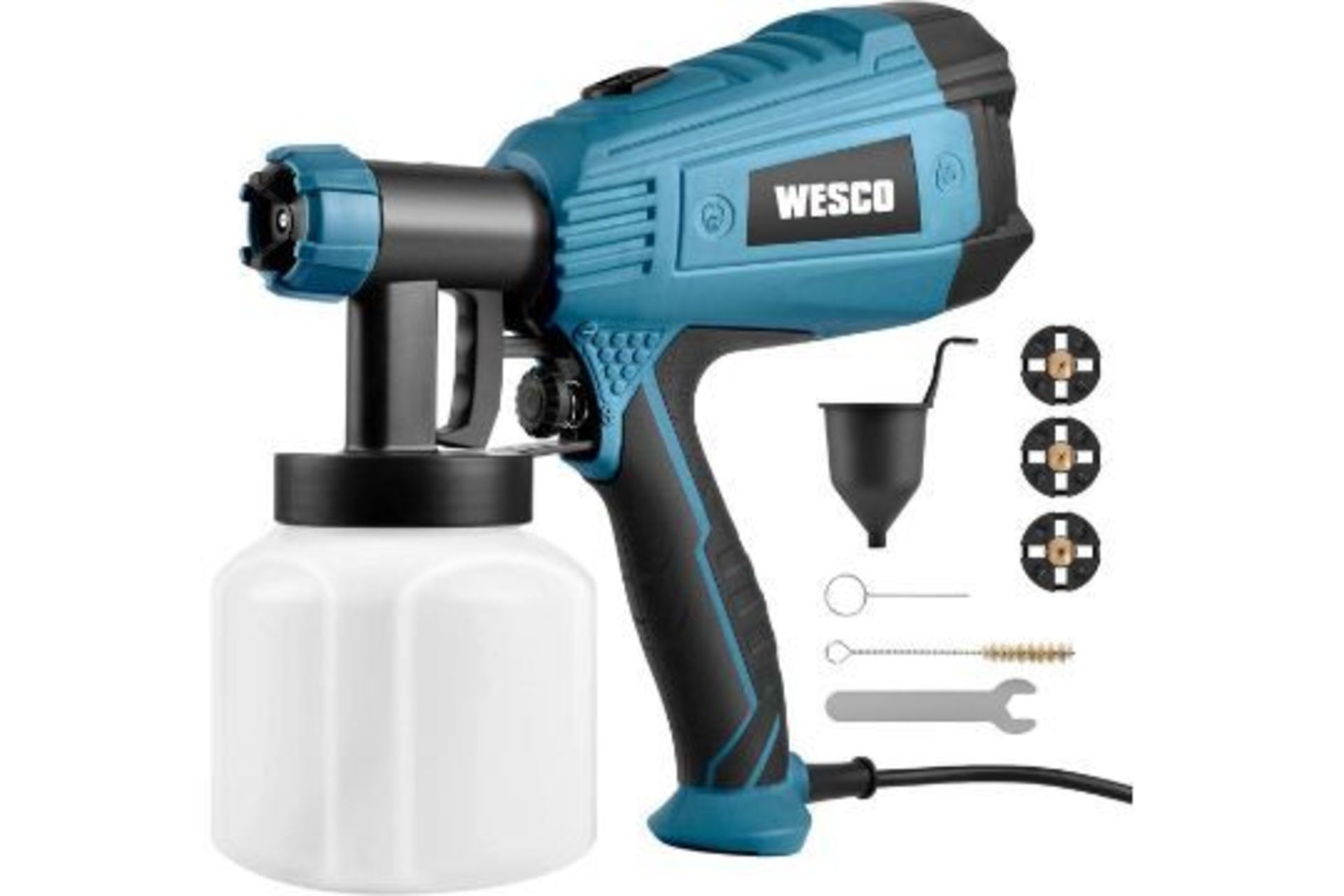 New Boxed WESCO 18V 2.0AH 500ml/min Paint Spray Gun with 2.5mm Nozzles and 3 Spray Patterns, 800