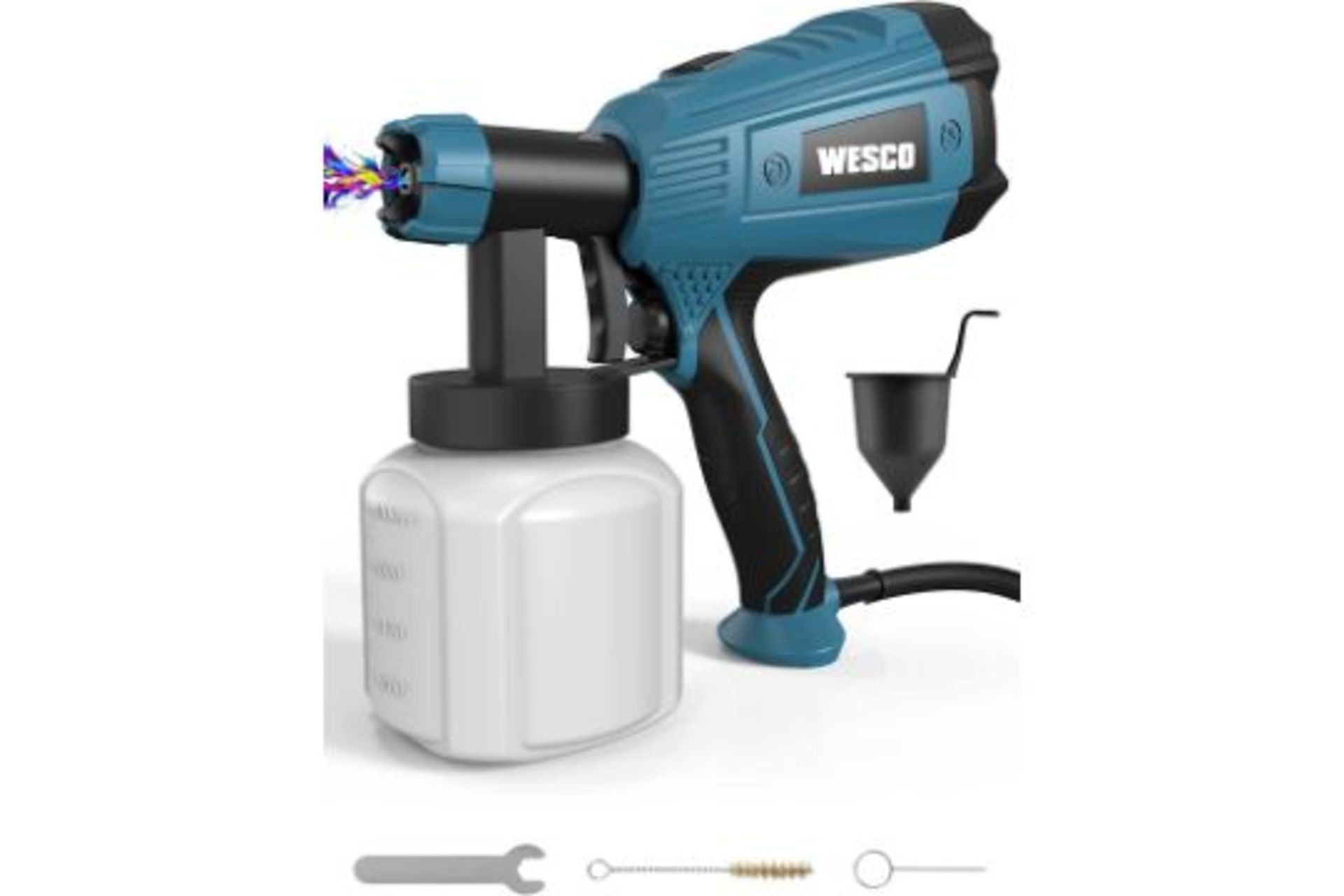 TRADE LOT 8 X New Boxed WESCO 18V 2.0AH 500ml/min Paint Spray Gun with 2.5mm Nozzles and 3 Spray