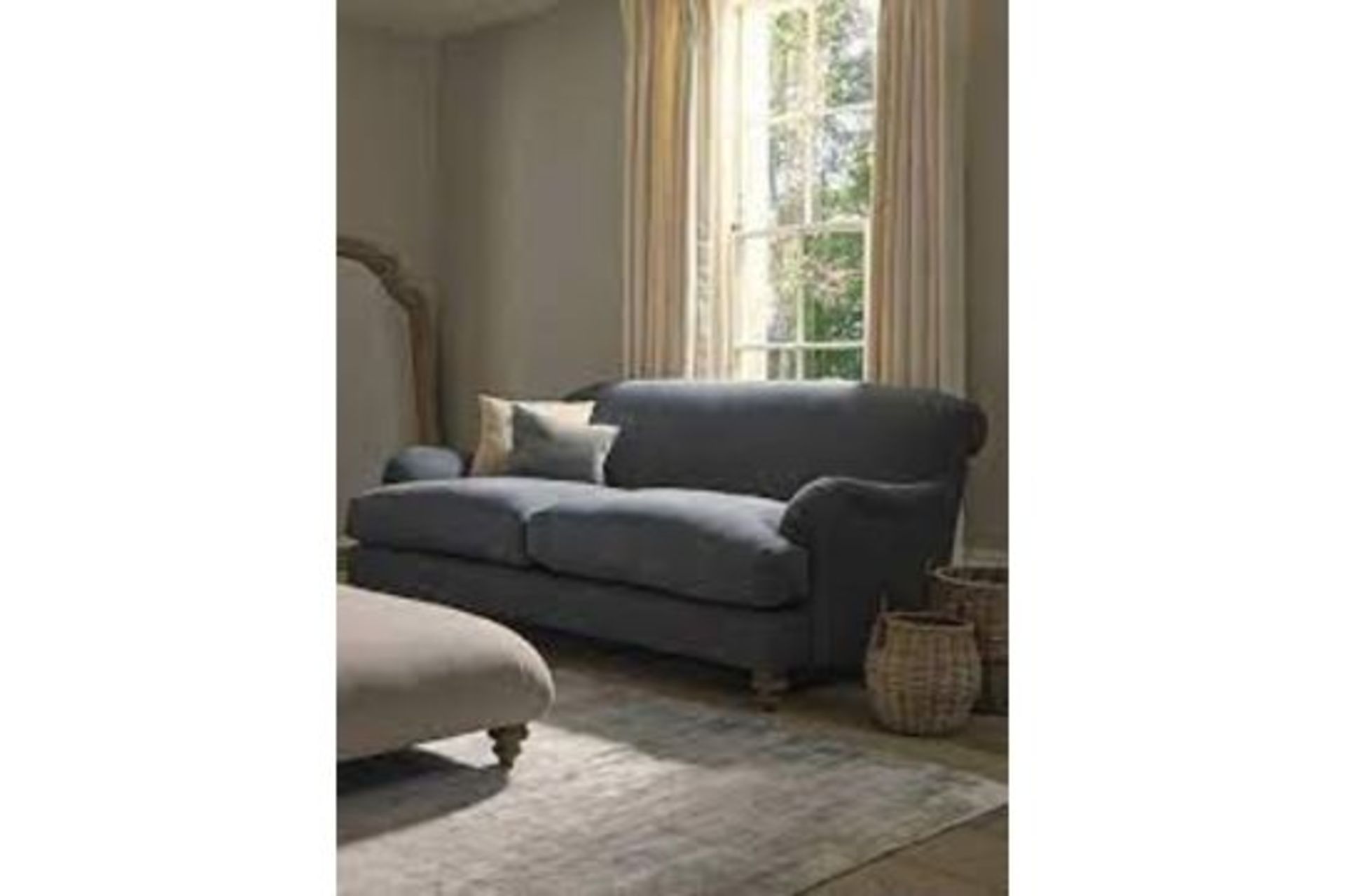 Cox & Cox Cosy Midi Sofa French Blue Linen Cotton Blend. RRP £3,195.00. - SR5. Inspired by the - Image 2 of 4