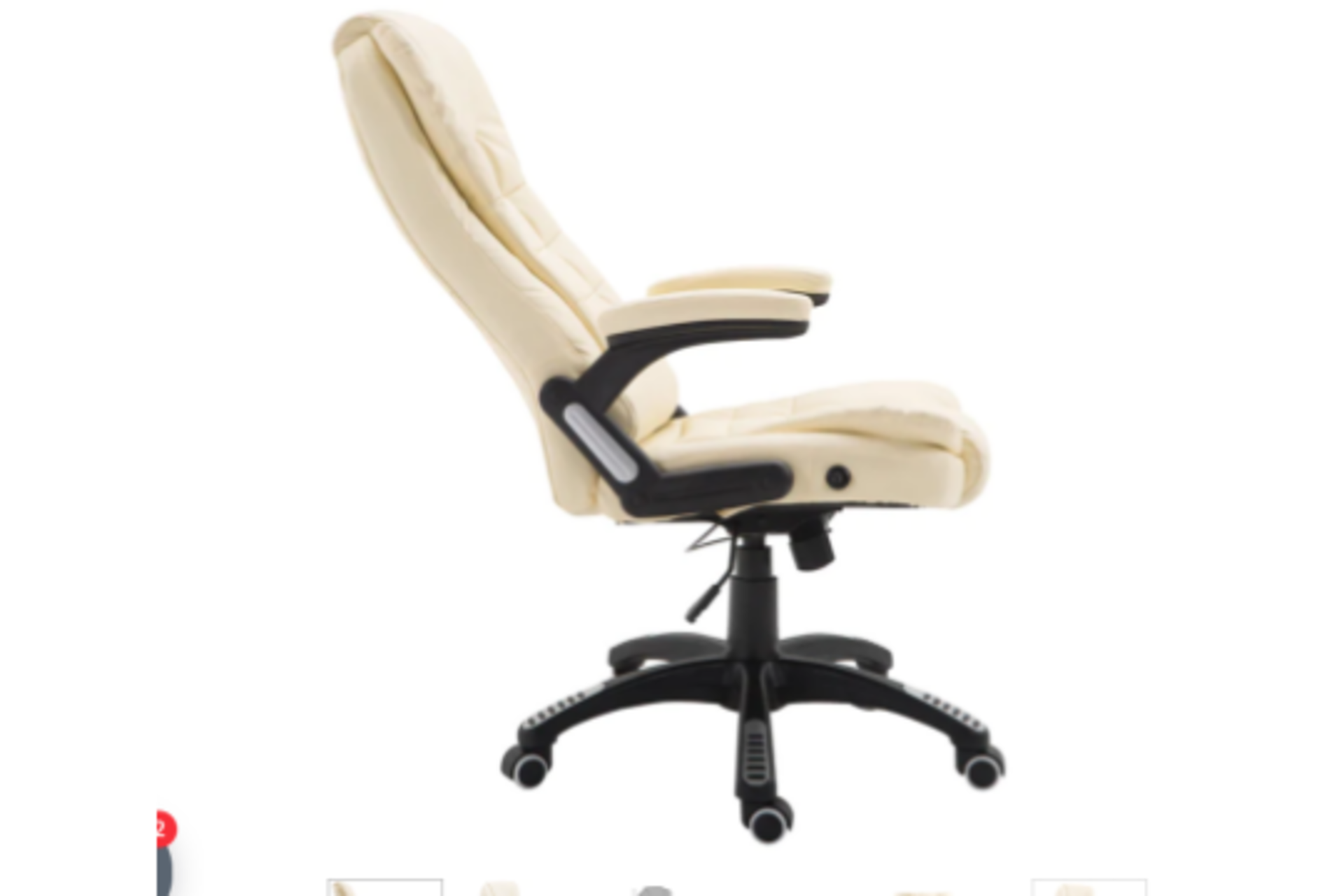 Executive Recline High Back Extra Padded Office Chair, MO17 Cream. RRP £189.99. - SR4. High back - Image 2 of 2