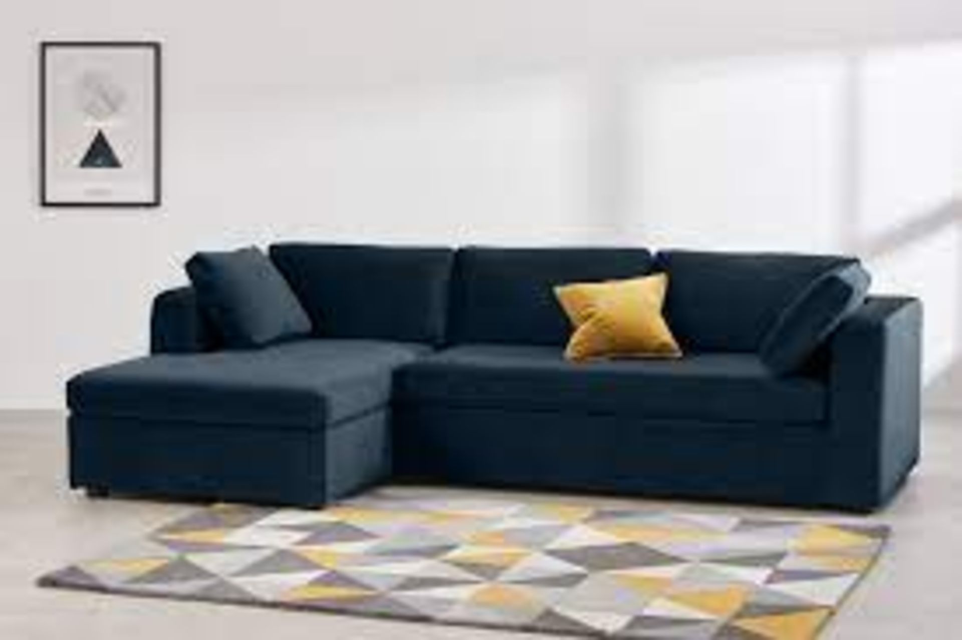 New & Boxed Made.com Mogen Left Hand Facing Chaise End Sofa Bed - Steel Boucle. RRP £2,899. Thick, - Image 2 of 5