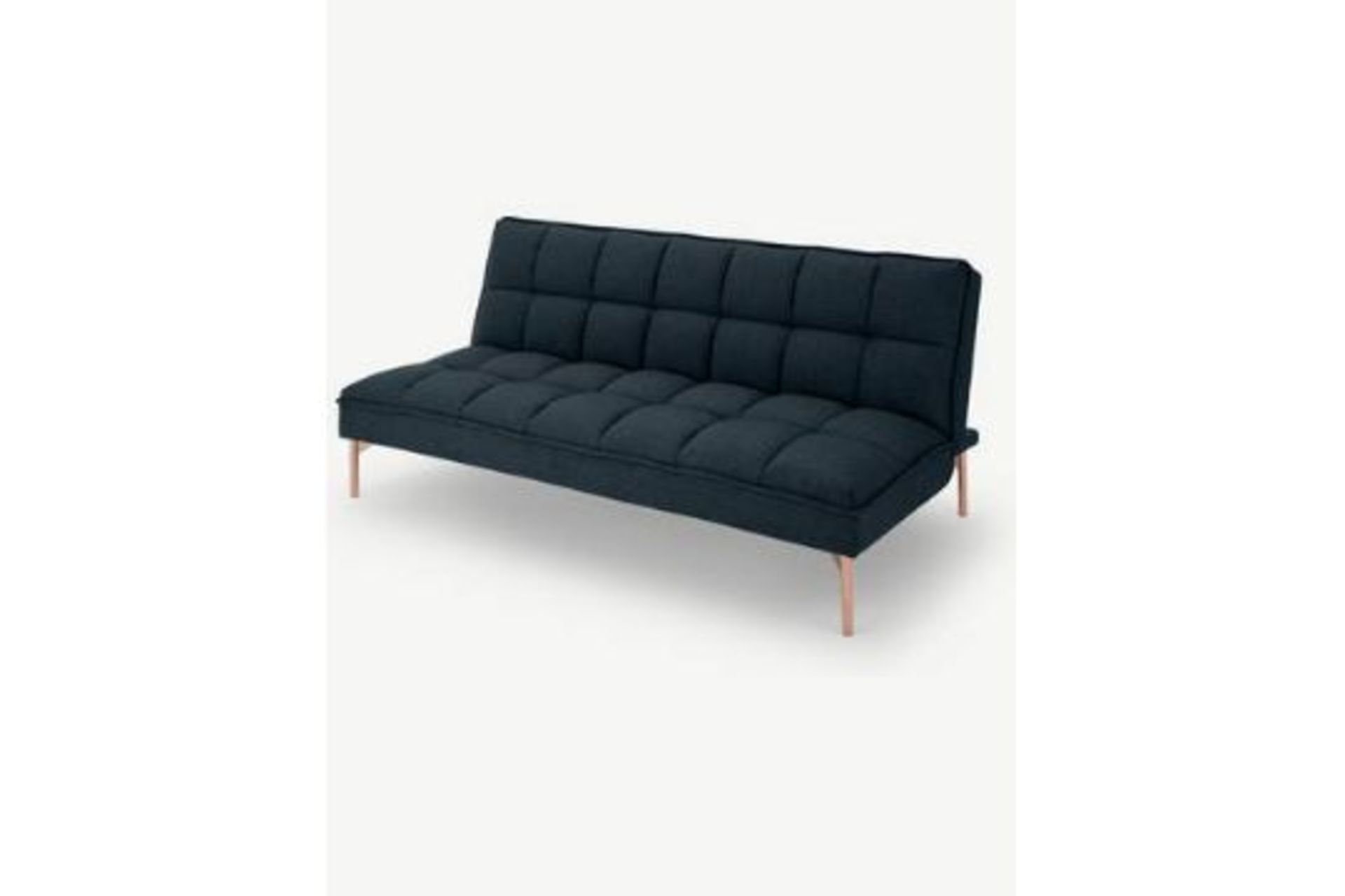 New & Boxed Made.com Hallie Click Clack Sofa Bed. Aegean Blue with Copper Legs. RRP £1,449. - Image 2 of 5