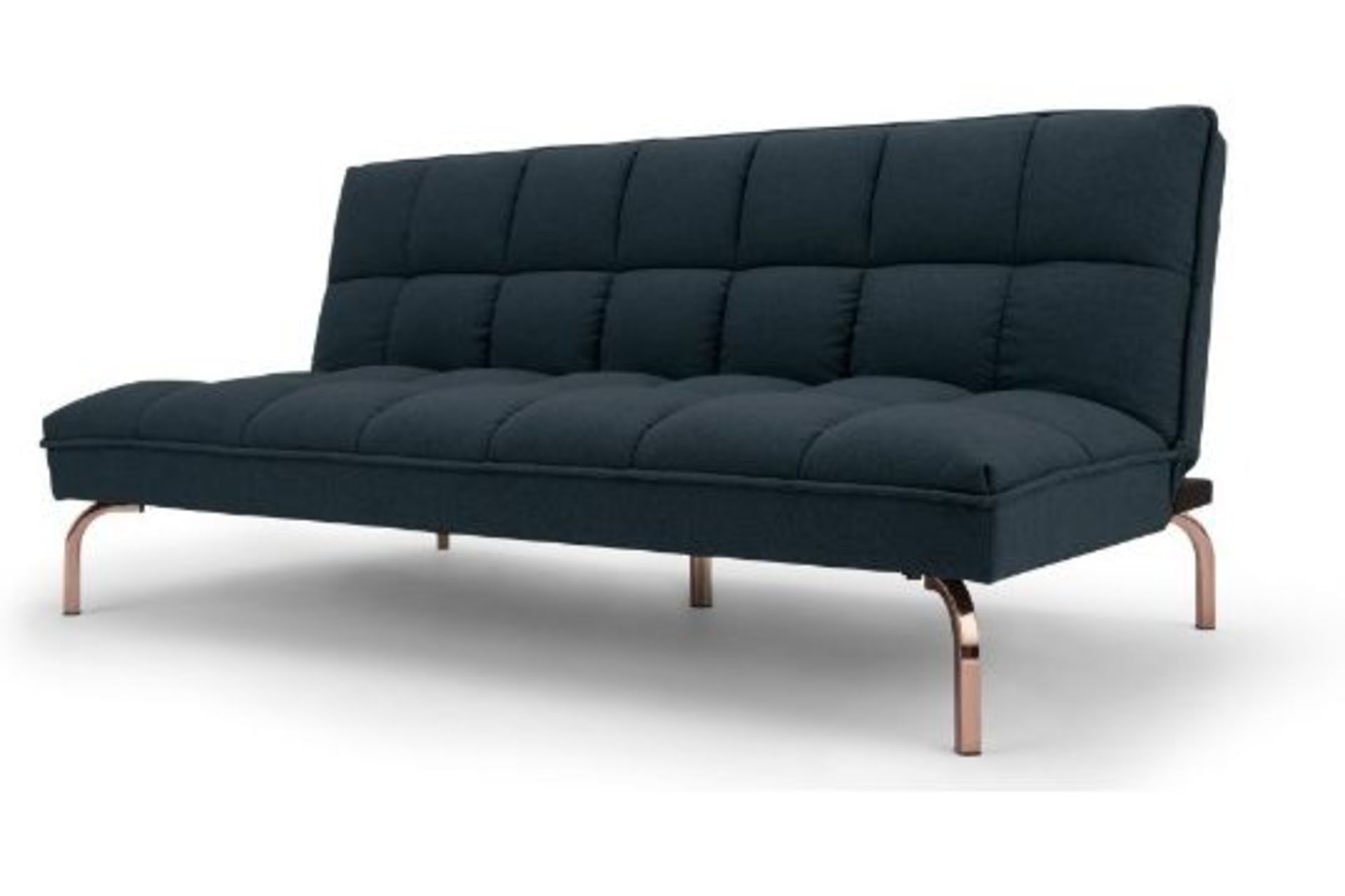 New & Boxed Made.com Hallie Click Clack Sofa Bed. Aegean Blue with Copper Legs. RRP £1,449.