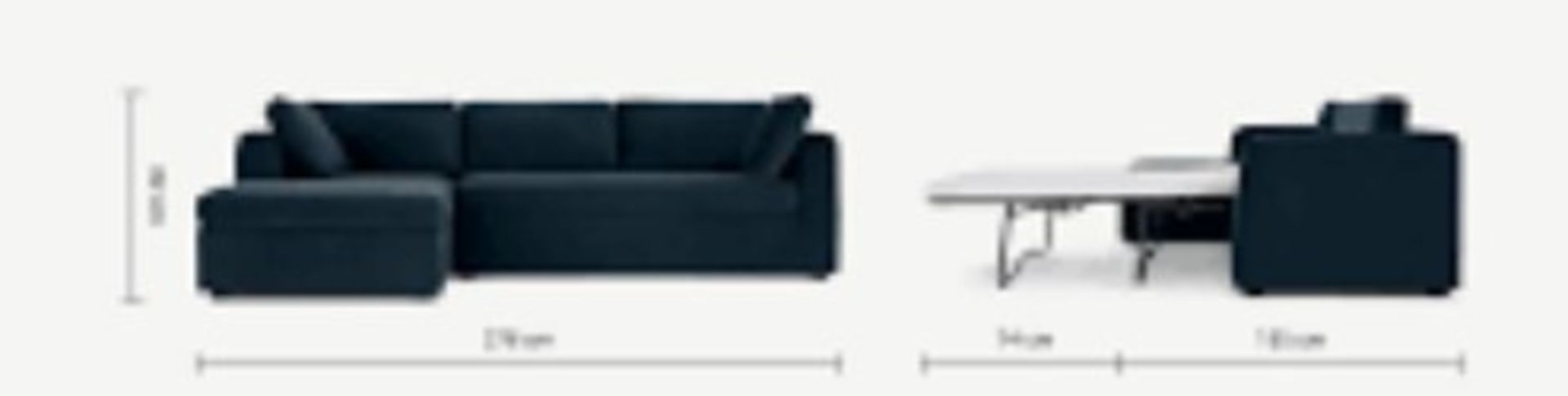New & Boxed Made.com Mogen Left Hand Facing Chaise End Sofa Bed - Steel Boucle. RRP £2,899. Thick, - Image 4 of 5