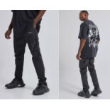 PALLET TO INCLUDE 25 X BRAND NEW BOOHOO MENS BLACK SKINNY FIT SHELL CARGO TROUSERS IN VARIOUS