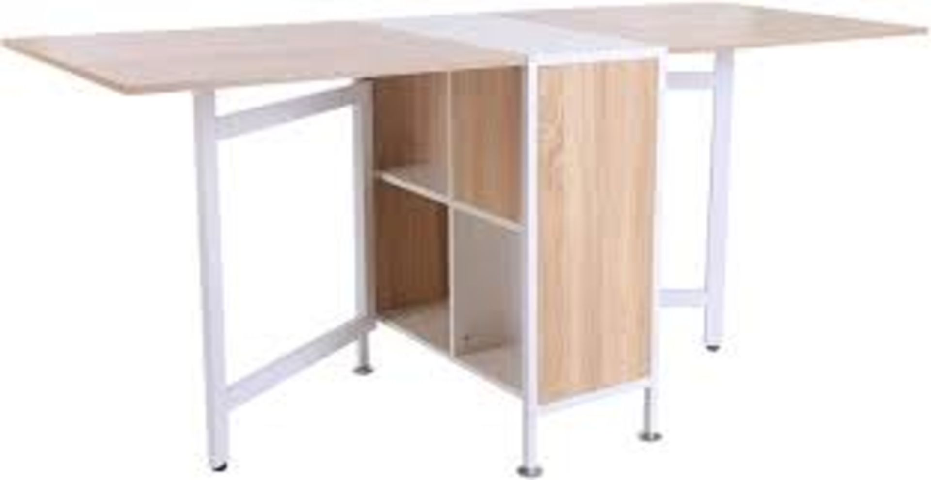 Drop Leaf Table with Storage Shelves-Oak/White Colour. - RRP £289.99. - SR4. Redefine your home or