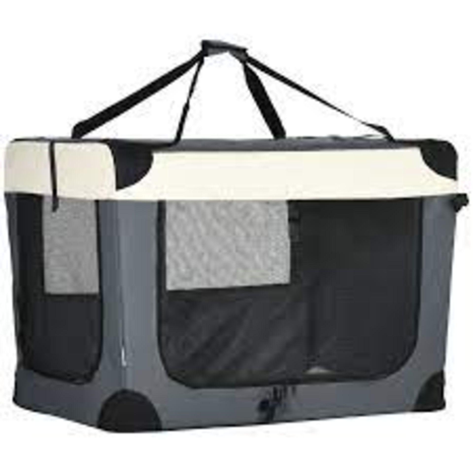 PawHut 91cm Foldable Pet Carrier, with Cushion, for Large Dogs and Cats - Grey - SR4