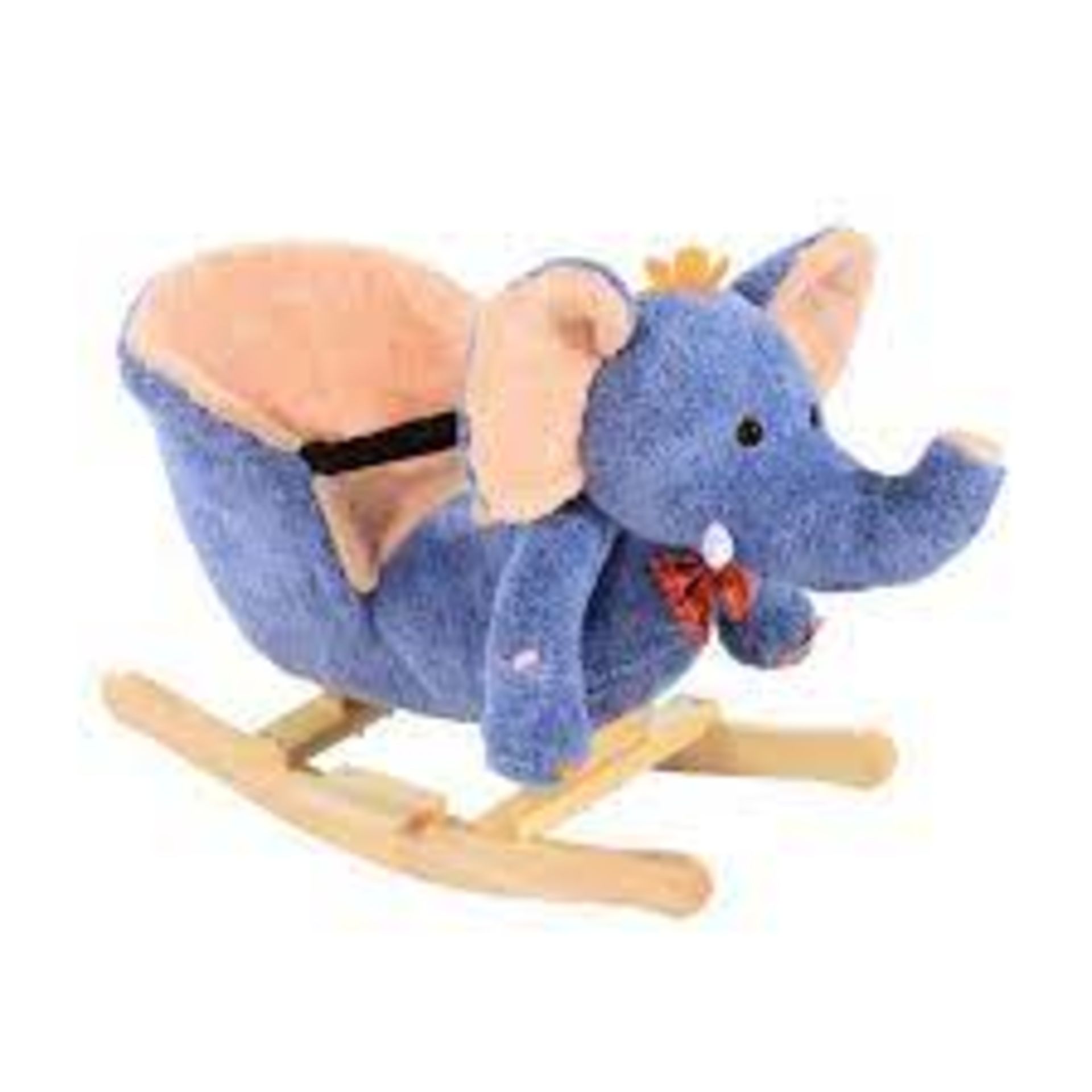 330-007 Children's Elephant Rocking Seat with Sound - Blue/Beige - SR4