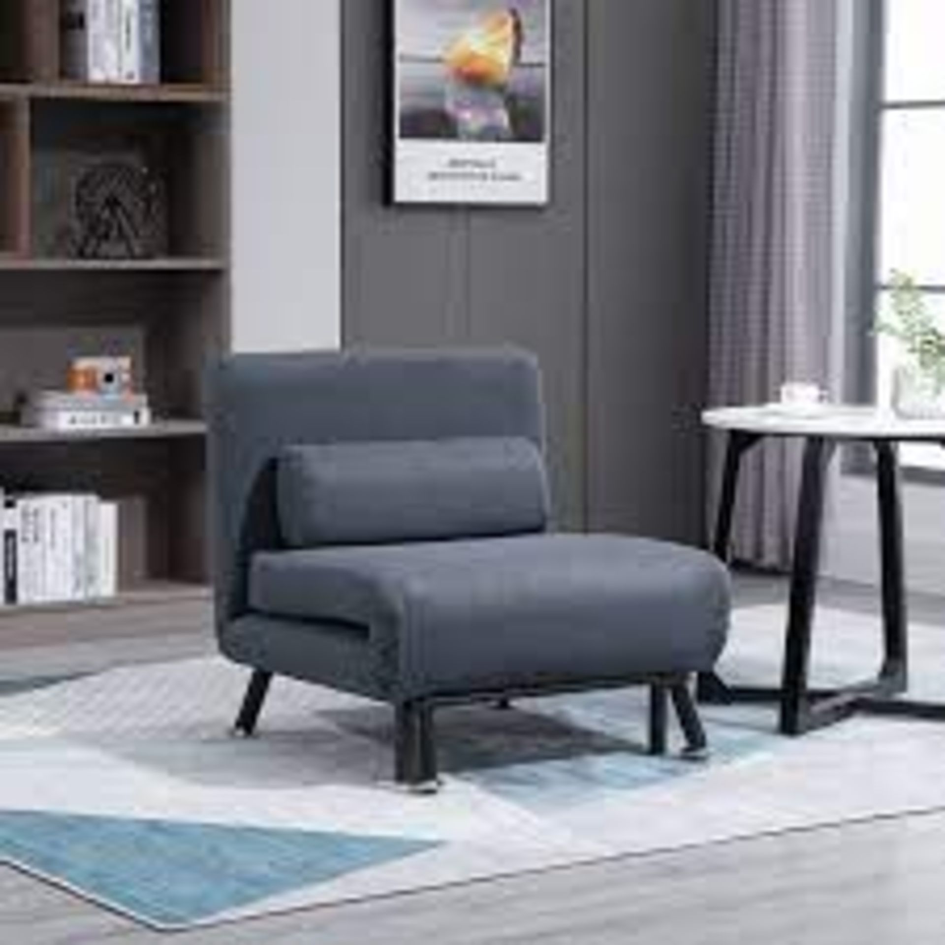 Adjustable Back Futon Sofa Chair - Dark Grey. - SR4. CONVERTIBLE DESIGN: Swiftly switches from a