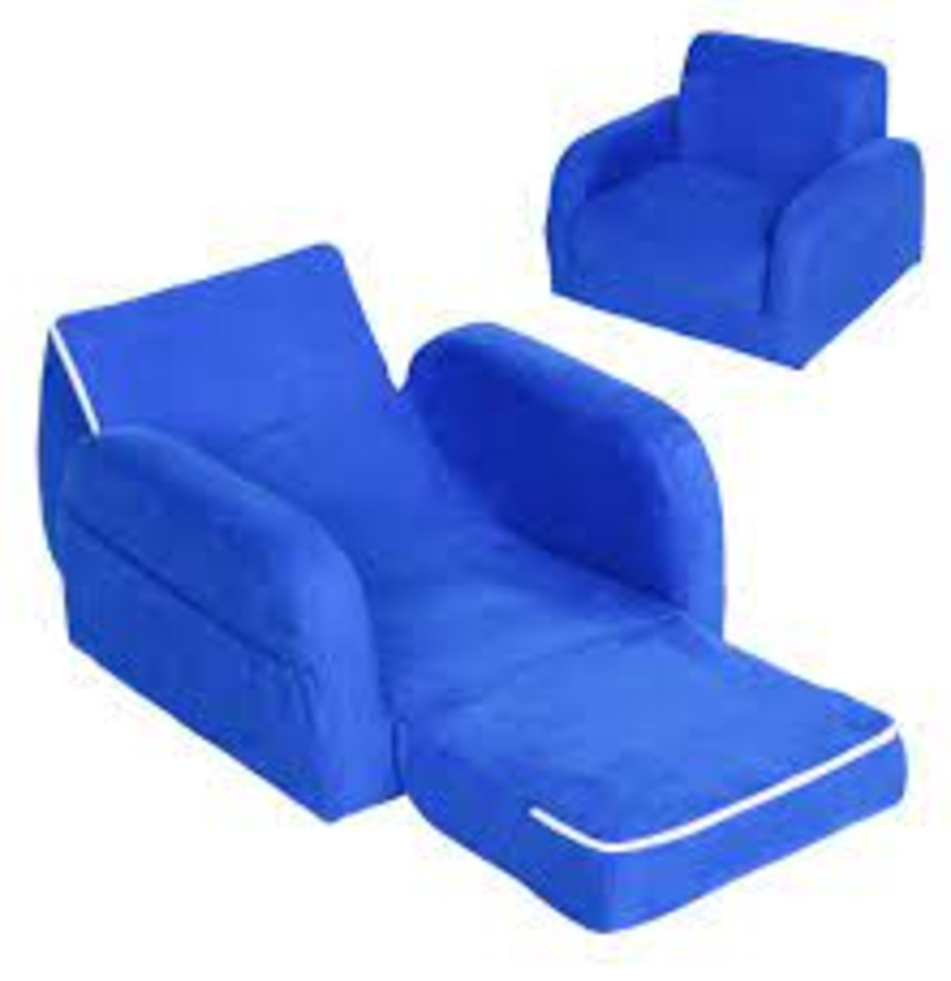 Kids Two-In-One Armchair and Lounger – Blue. - SR4. EXTENDING ARMCHAIR: Bottom folds out to extend, - Image 2 of 2