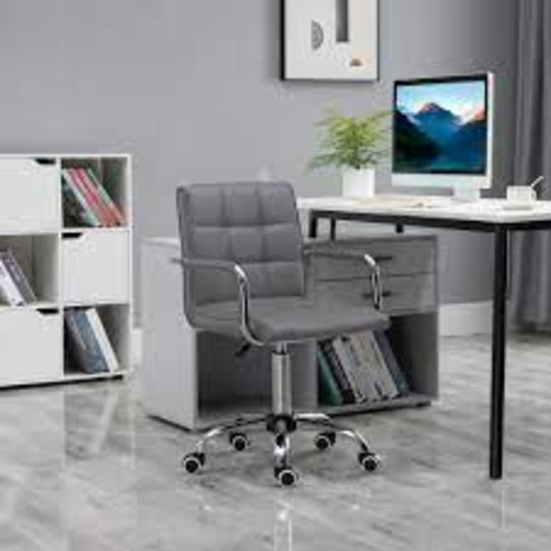 Mid Back PU Swivel Home Office Chair With Adjustable Height Arm, Wheels. - SR4. Allow yourself to