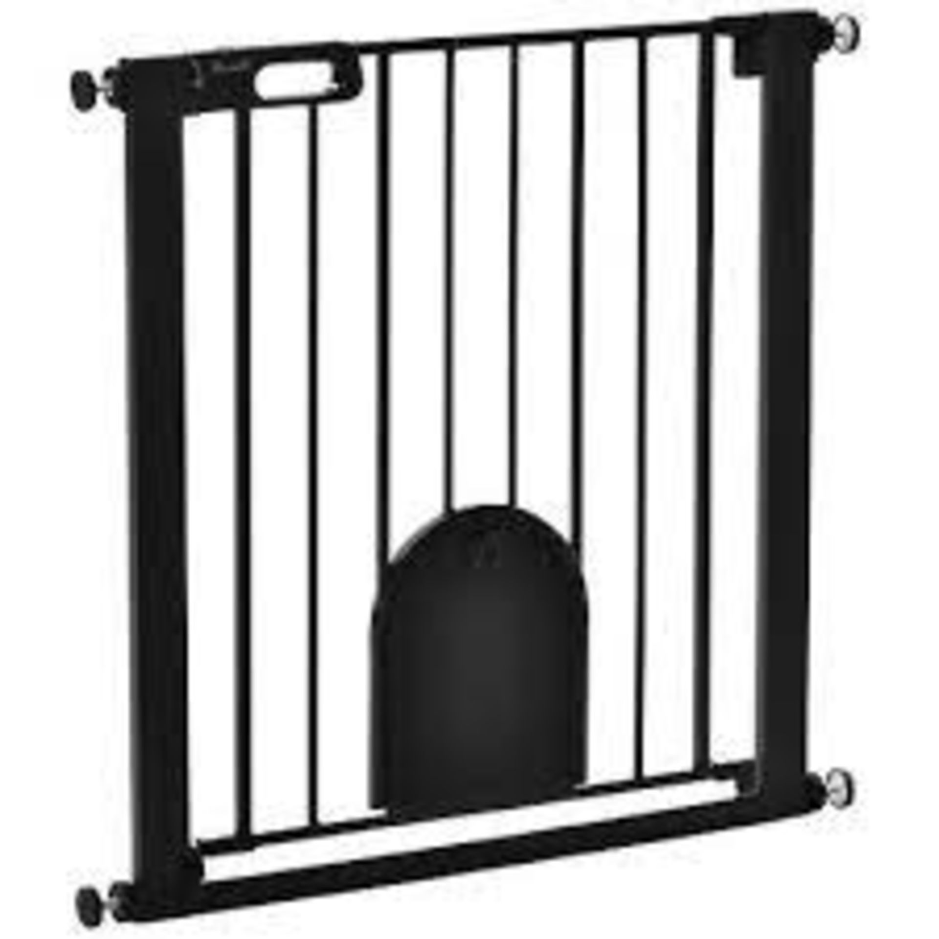 PawHut 75-82 cm Pet Safety Gate Barrier, Stair Pressure Fit, w/ Small Door, Auto Close, Double