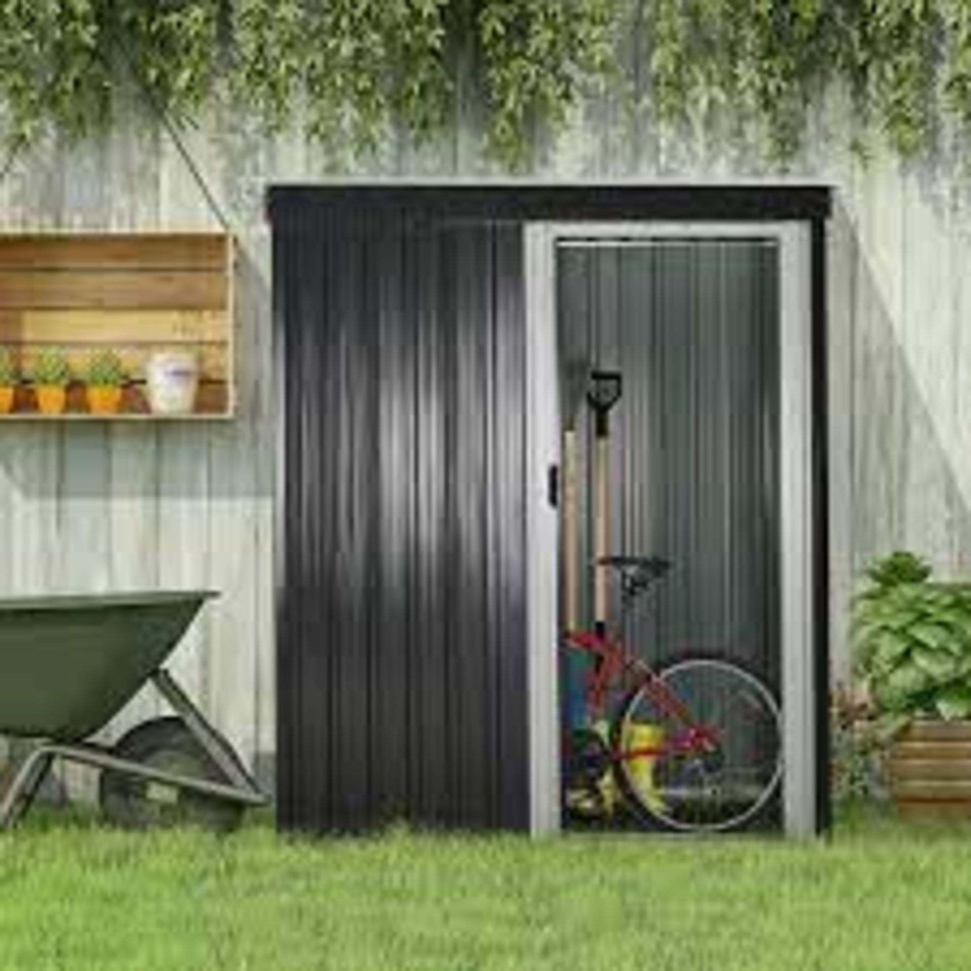 2 x 3ft Garden Storage Shed with Sliding Door and Sloped Roof Outdoor Equipment Tool Backyard, - Image 2 of 2