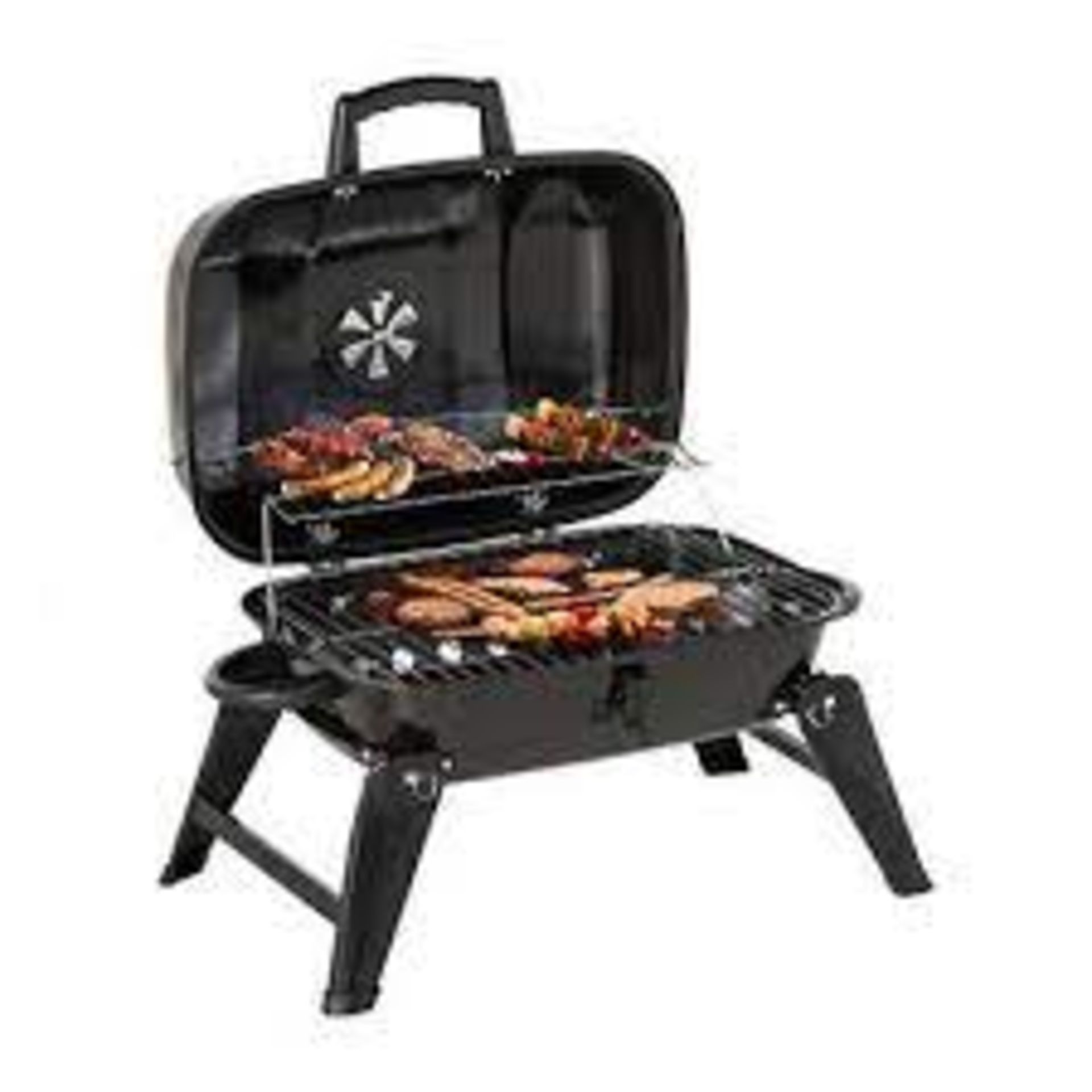 4'' Charcoal Barbecue Grill with Portable Anti-Scalding Handle Design, Portable Tabletop Folding