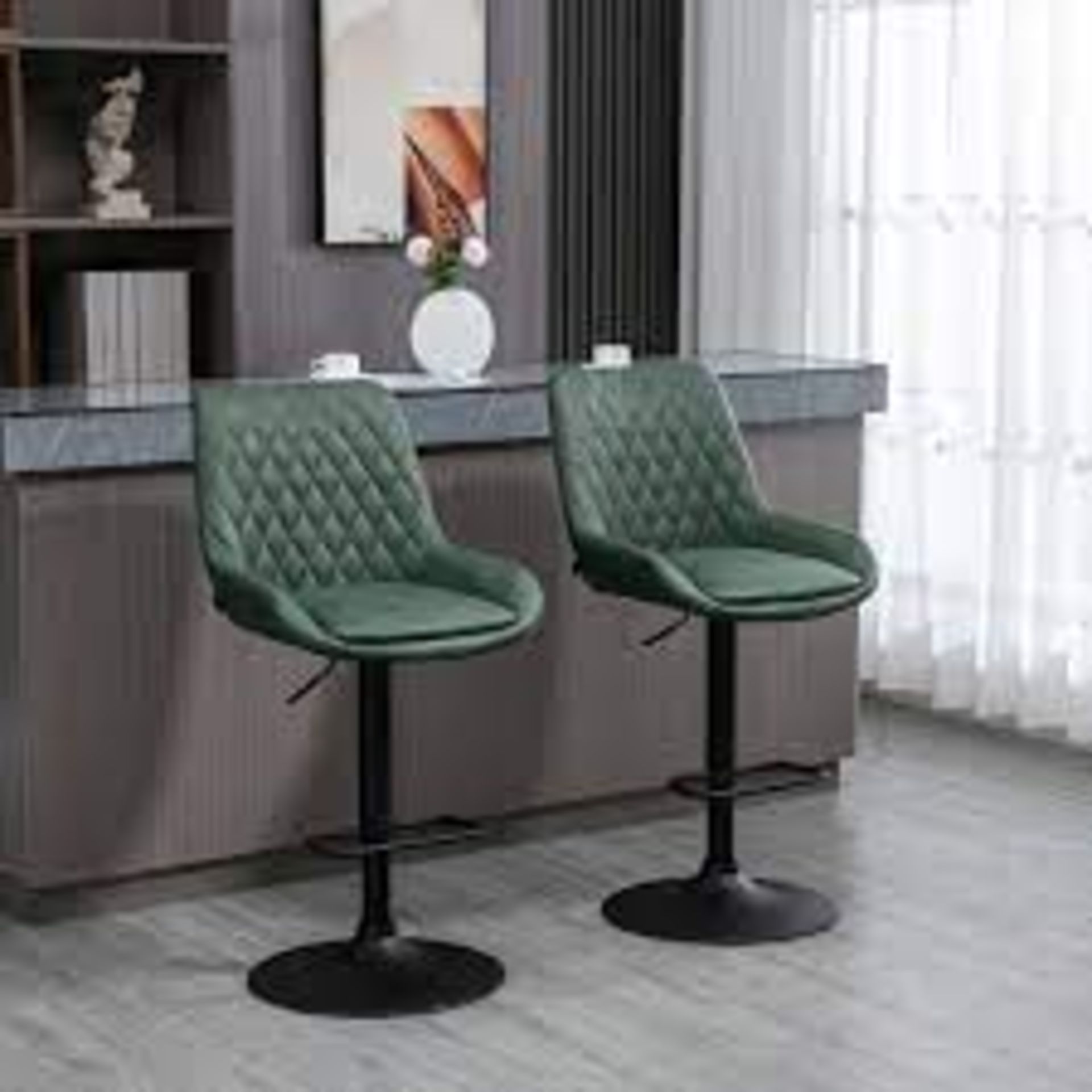 Retro Bar Stools Set of 2, Adjustable Kitchen Stool, Upholstered Bar Chairs with Back, Swivel Seat,