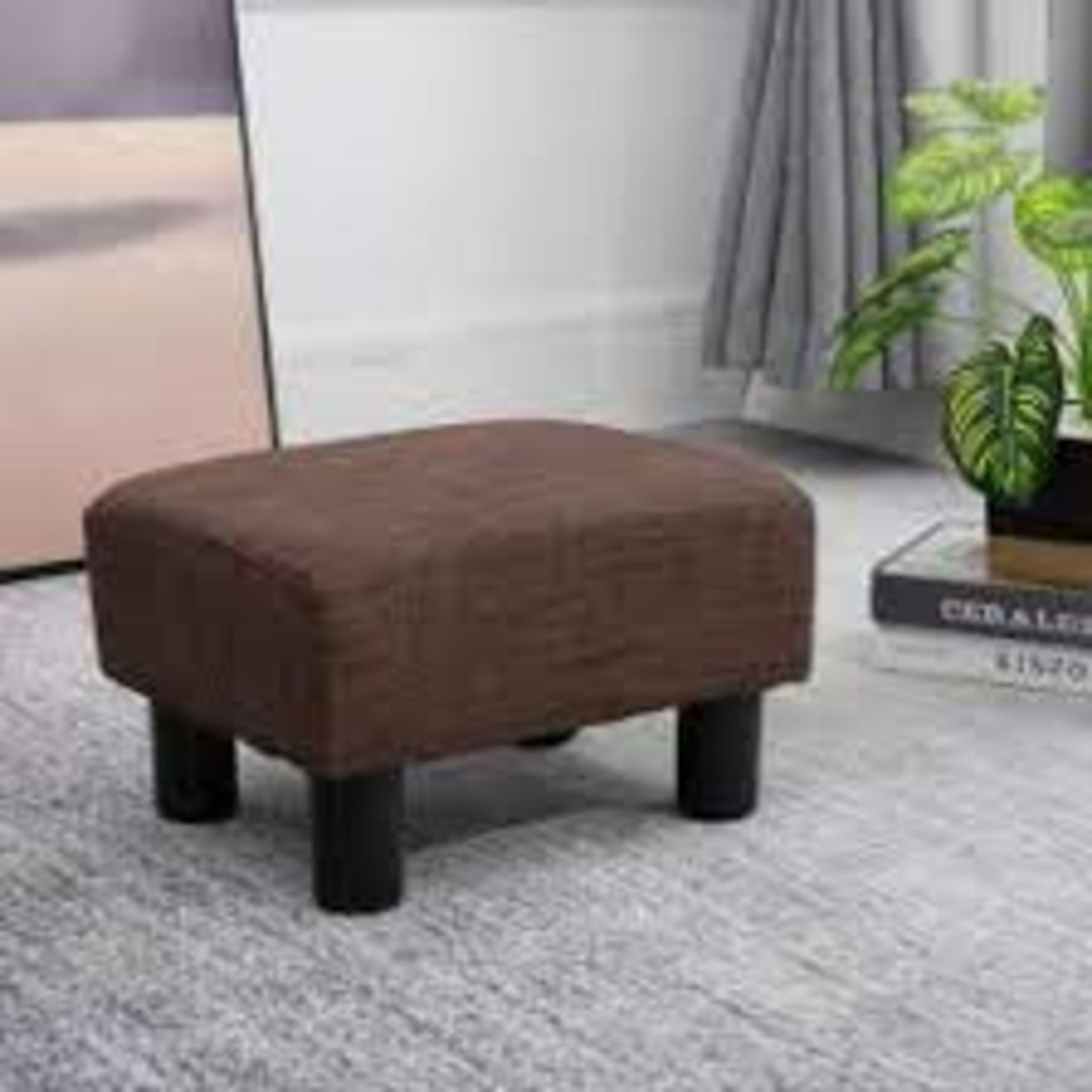 Linen Fabric Footstool Footrest Small Seat Foot Rest Chair Ottoman Light Home Office with Legs 40