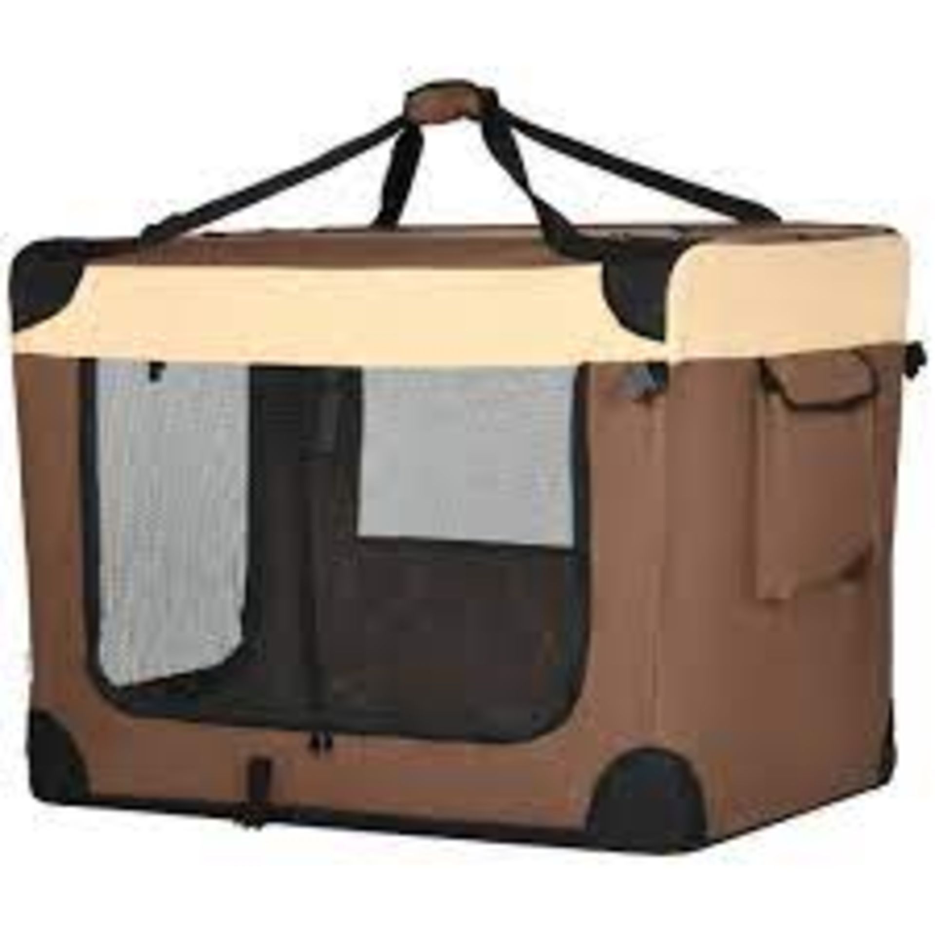 PawHut 91cm Foldable Pet Carrier, with Cushion, for Medium Dogs and Cats - Brown - SR4