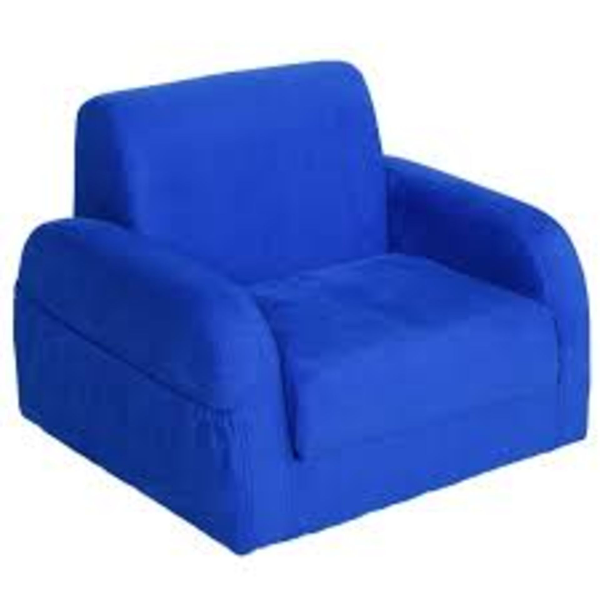 Kids Two-In-One Armchair and Lounger – Blue. - SR4. EXTENDING ARMCHAIR: Bottom folds out to extend,