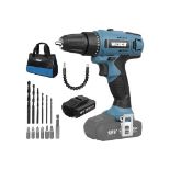 NEW BOXED Cordless Drill, WESCO 18V 2.0Ah Power Combi Drill Kit with Li-ion Battery and Charger,