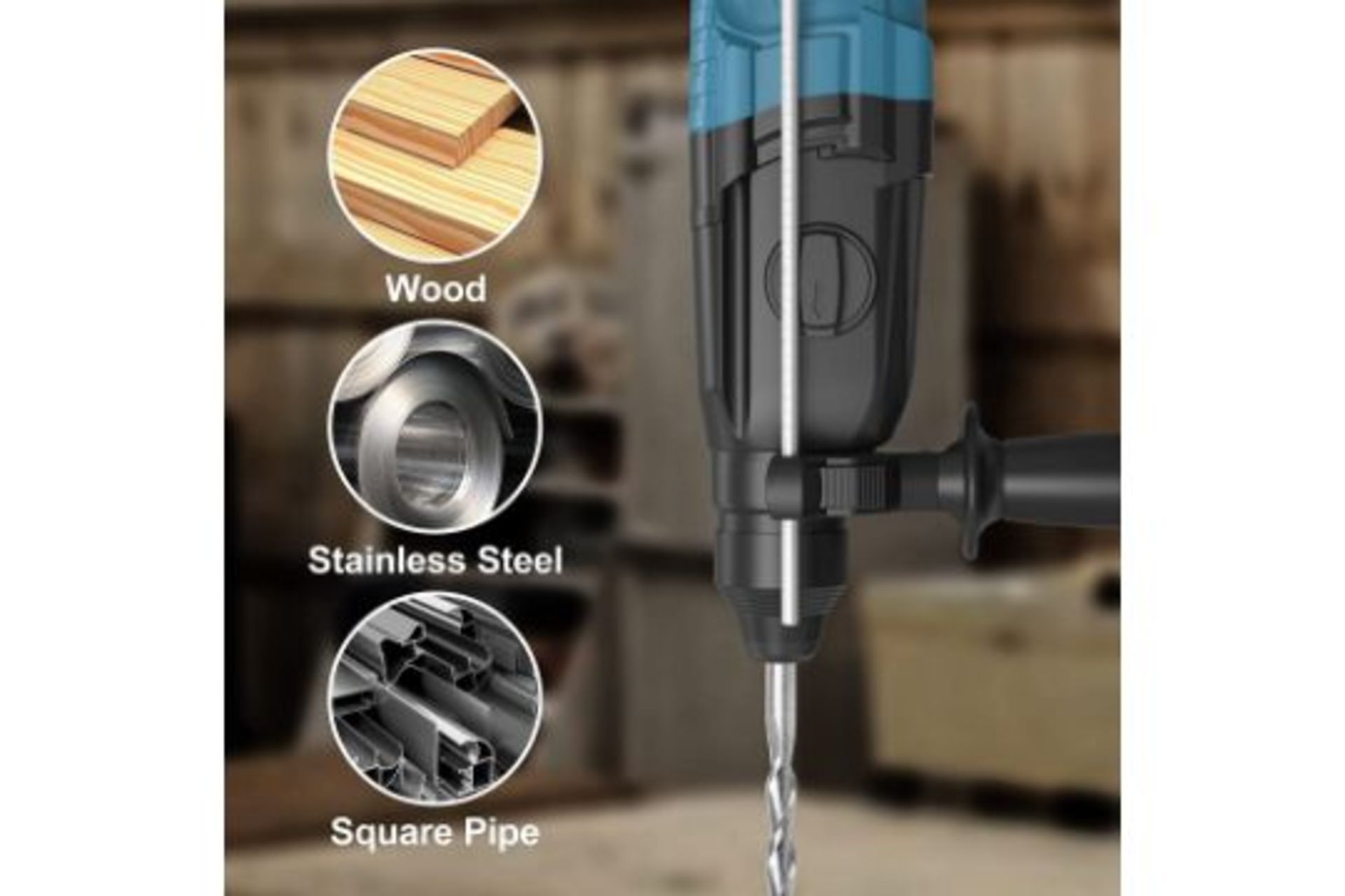 2 x NEW BOXED WESCO 800W SDS Plus Rotary Hammer Drill, 3 Modes in 1, 2.8J Impact Energy, Variable- - Image 2 of 3