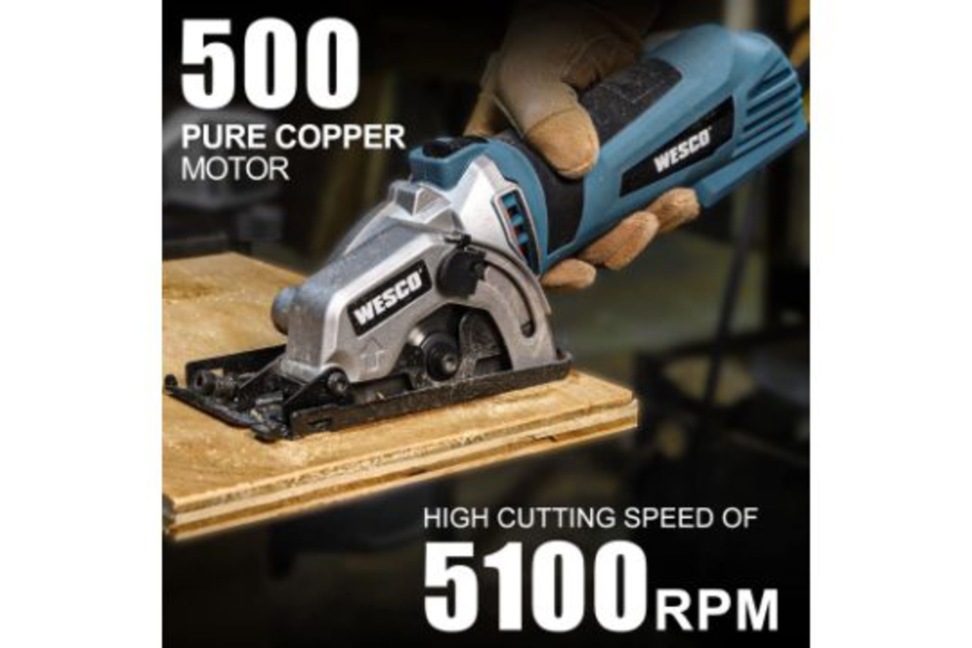 TRADE LOT 5 X NEW BOXED WESCO 500W 5100 RPM Compact Circular Saw with 2 Saw Blades Cutting Depth - Image 2 of 2