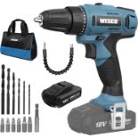 TRADE LOT 4 X NEW BOXED WESCO Cordless Drill, WESCO 18V 2.0Ah Power Combi Drill Kit with Li-ion