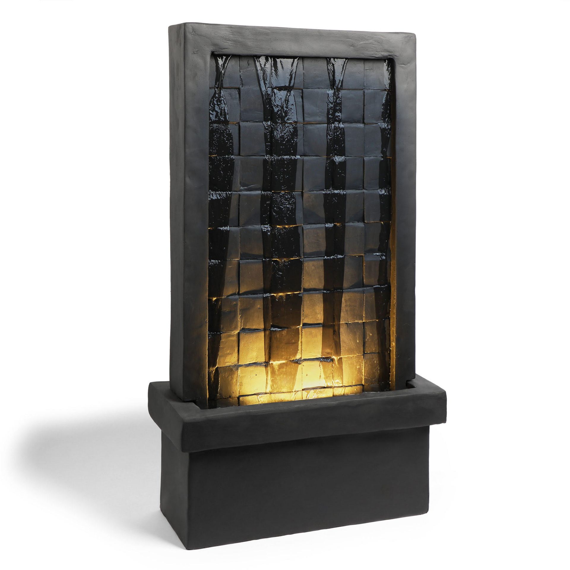 New & Boxed Tiled Waterfall Water Feature - Tall LED Wall Lit Cascading Water Fountain. RRP £349.99. - Image 4 of 6