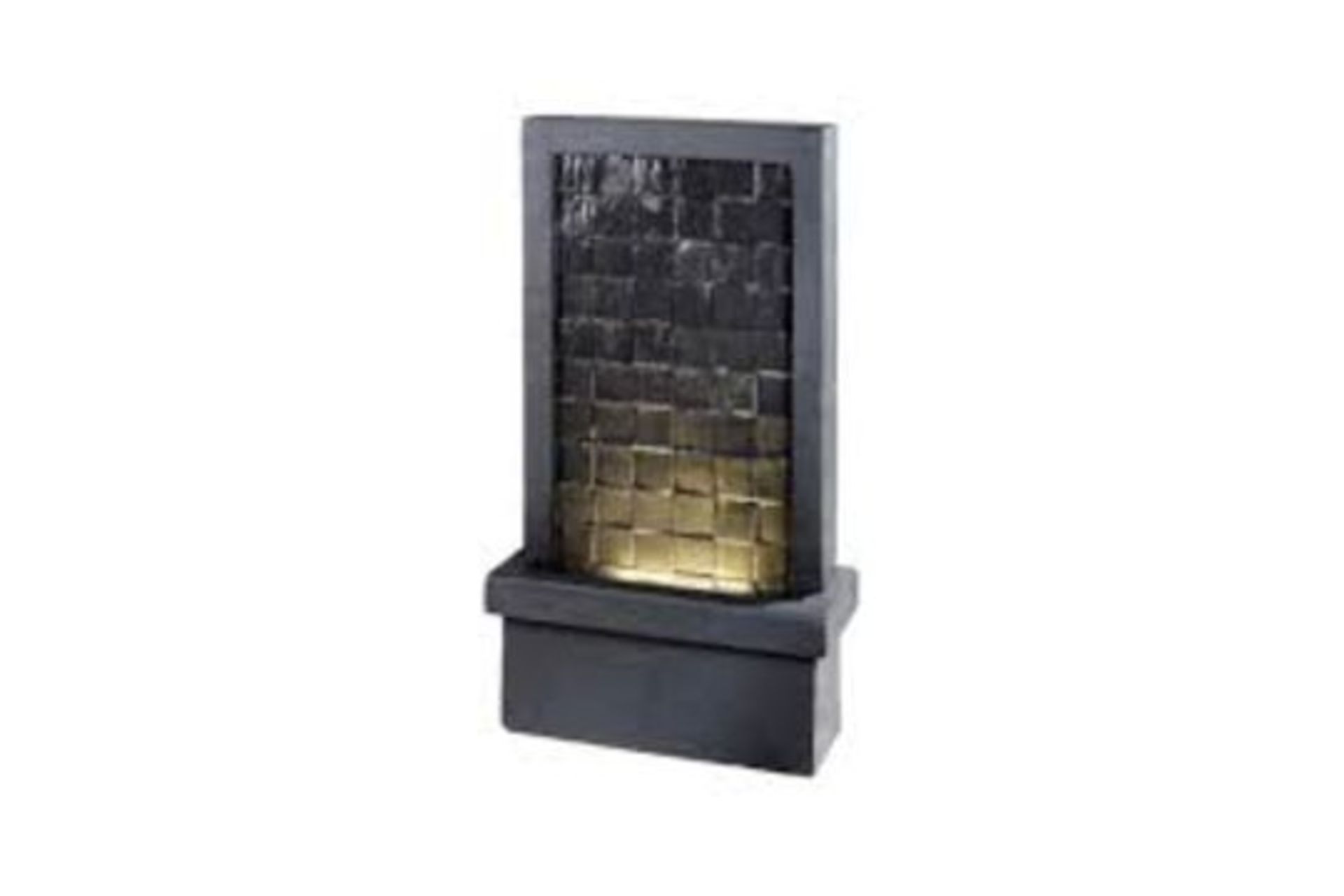New & Boxed Tiled Waterfall Water Feature - Tall LED Wall Lit Cascading Water Fountain. RRP £349.99. - Image 2 of 6