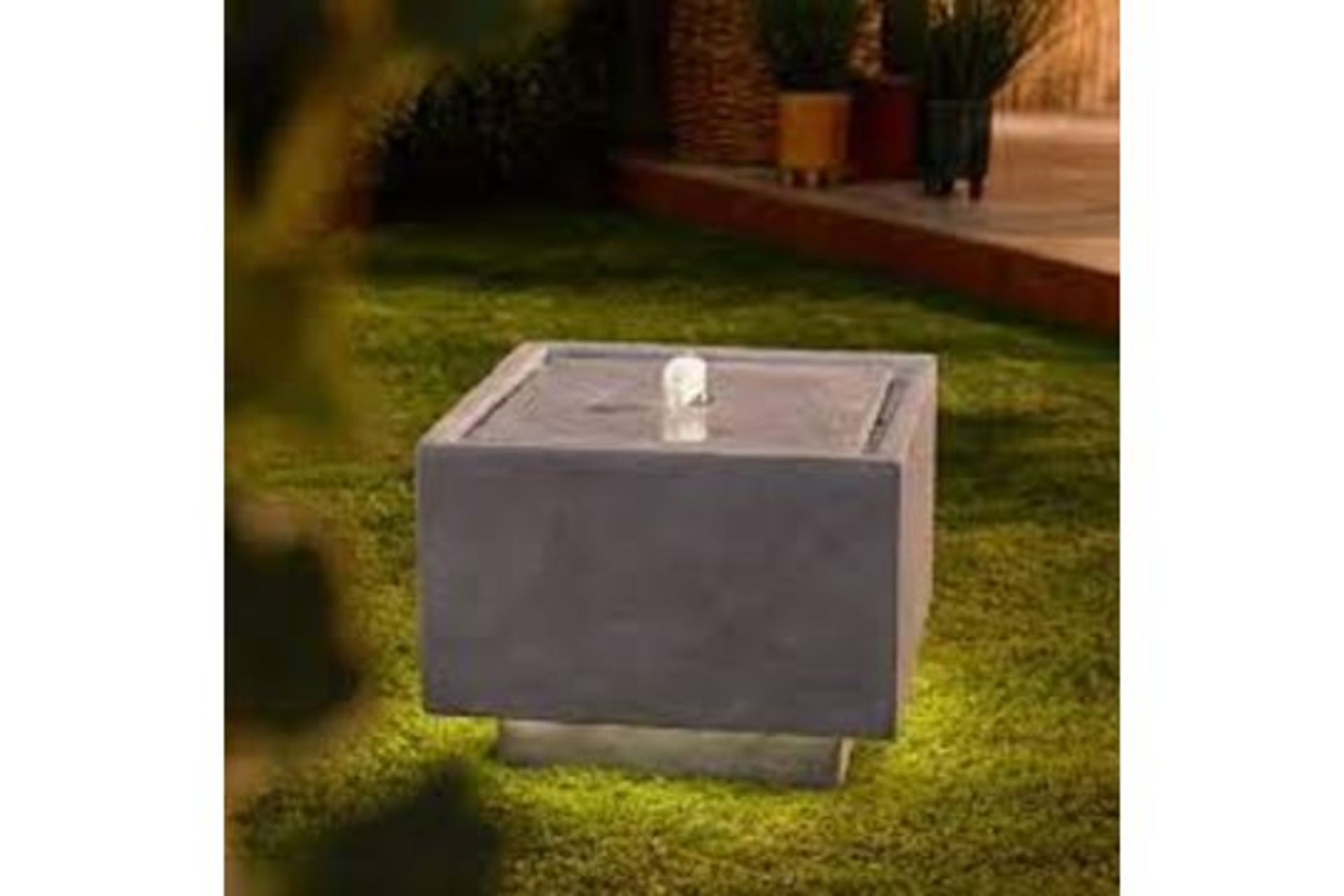 New & Boxed LED Grey Cube Water Feature. RRP £349.99. (REF718) Square Water Feature, Indoor/ - Image 2 of 2