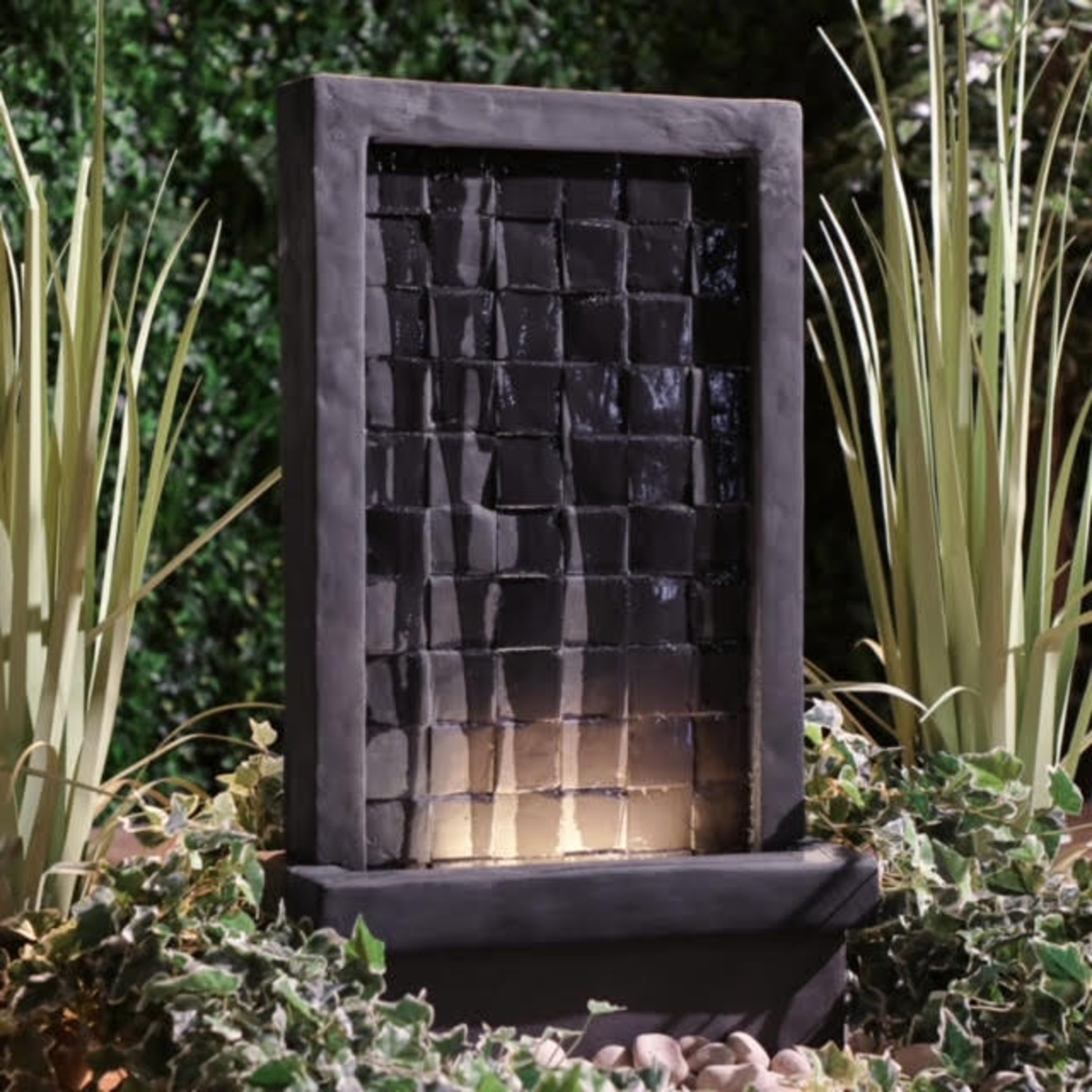 Trade Lot 5 x New & Boxed Tiled Waterfall Water Feature - Tall LED Wall Lit Cascading Water - Image 3 of 6