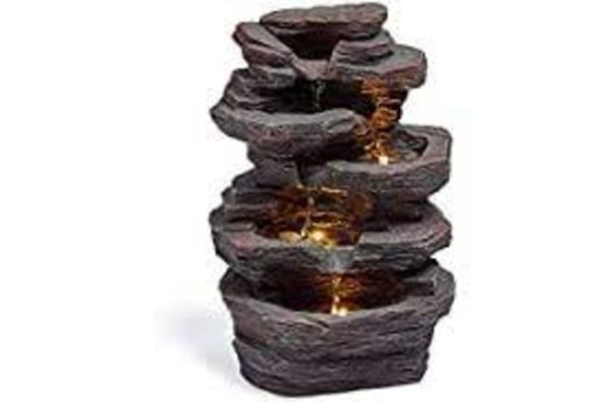 New & Boxed Garden 5-Tier Natural Rock Water Feature. RRP £239.99 (REF717). – Indoor/Outdoor