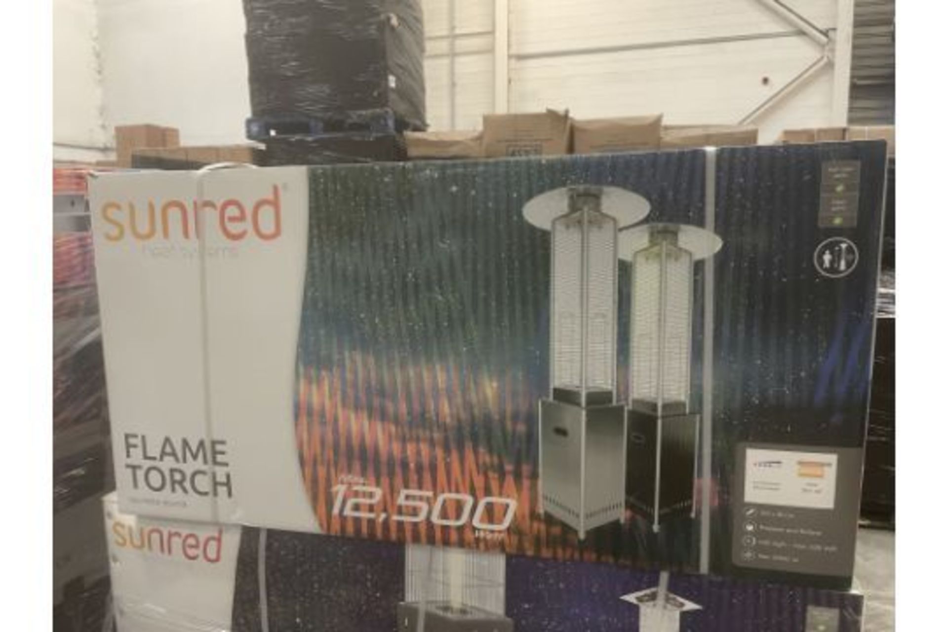 BRAND NEW SUNRED FLAMETORCH PATIO HEATER RRP £559. UPTO 12000 WATT, WITH WHEELS, WITH HOHSE AND - Image 2 of 3