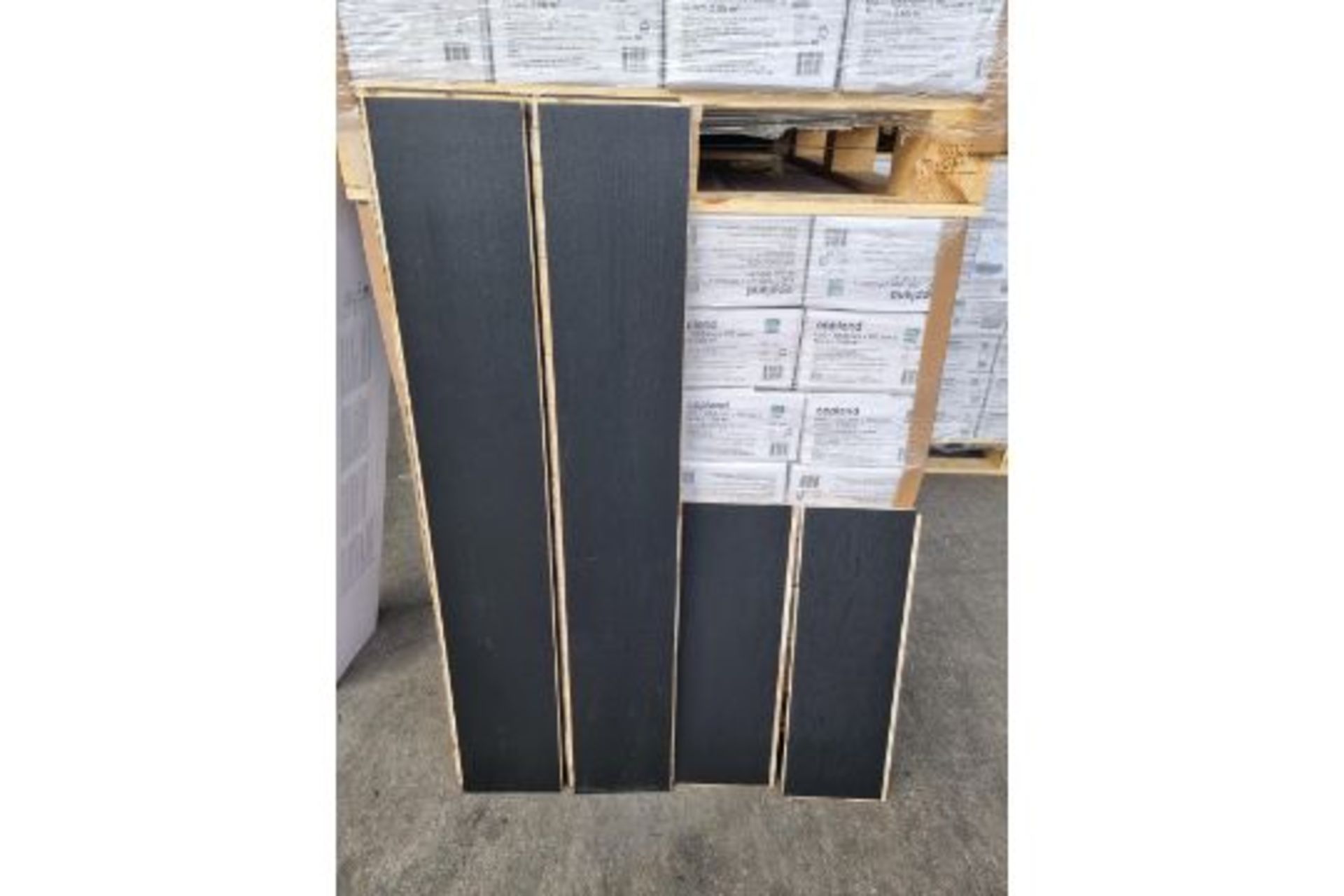 PALLET TO CONTAIN 28 X NEW SEALED PACKS OF Opplend Black Oak Real Wood Top layer Flooring. Each pack