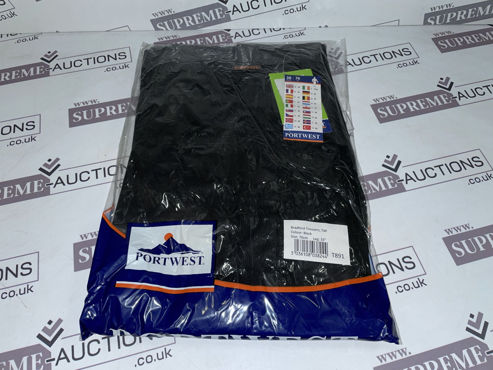 12 X BRAND NEW PORTWEST BRADFORD BLACK WORK TROUSERS SIZE 33 S2