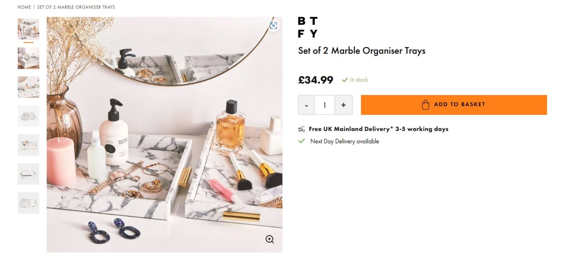 10 x New & Boxed Sets of 2 Beautify Marble Organiser Trays. RRP £34.99 each. (4000398) Bring a touch - Image 2 of 4