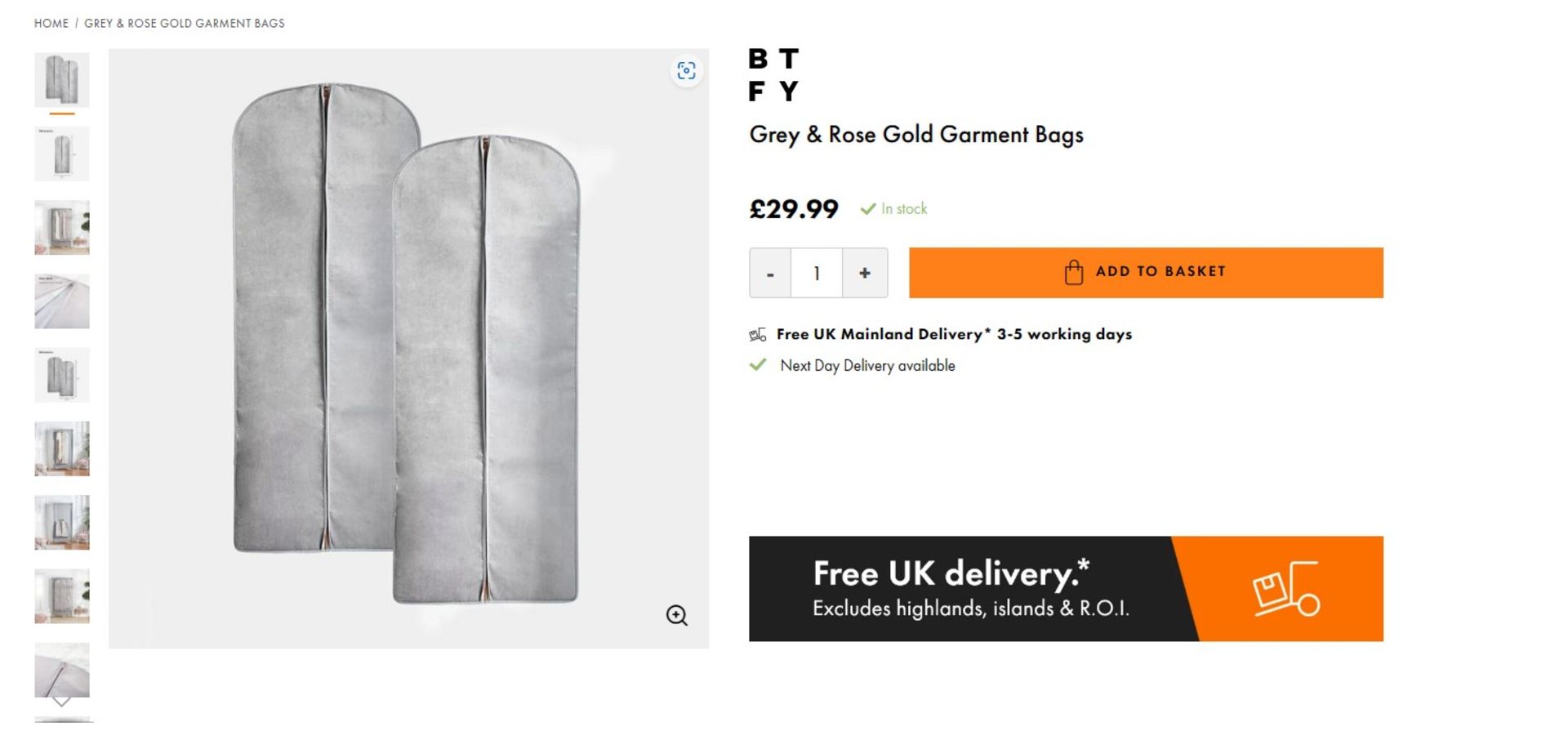 TRADE LOT 54 x New & Packaged Sets of Beautify Grey & Rose Gold Garment Bags. RRP £29.99 per set. ( - Image 2 of 4