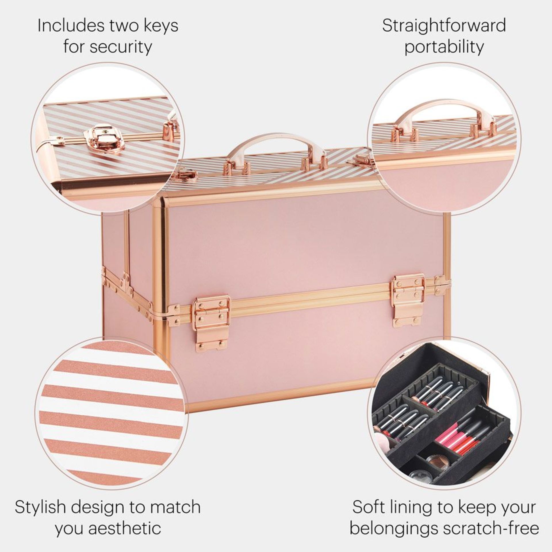 3 x New & Boxed Beautify Large Blush Pink Makeup Case. RRP £49.99 each. (4010129). House all your - Image 3 of 5