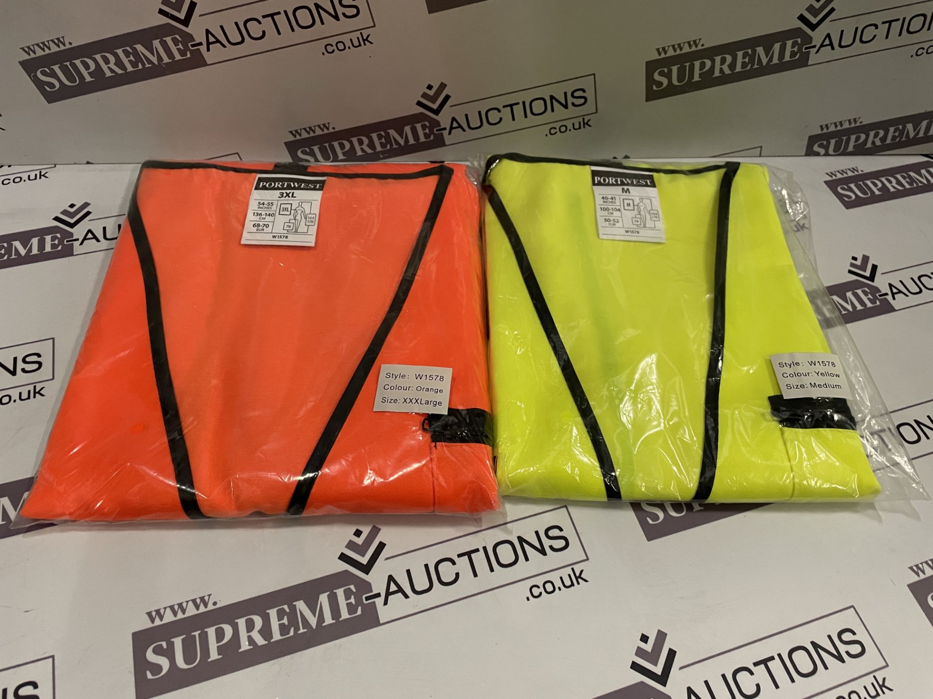 35 X BRAND NEW HI VIZ VESTS WITH ZIPS AND POCKETS IN VARIOUS COLOURS S2