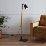 3 X NEW GoodHome Menonry Matt Black Wood effect Floor Lamp (ROW14RACK). The Menonry floor lamp