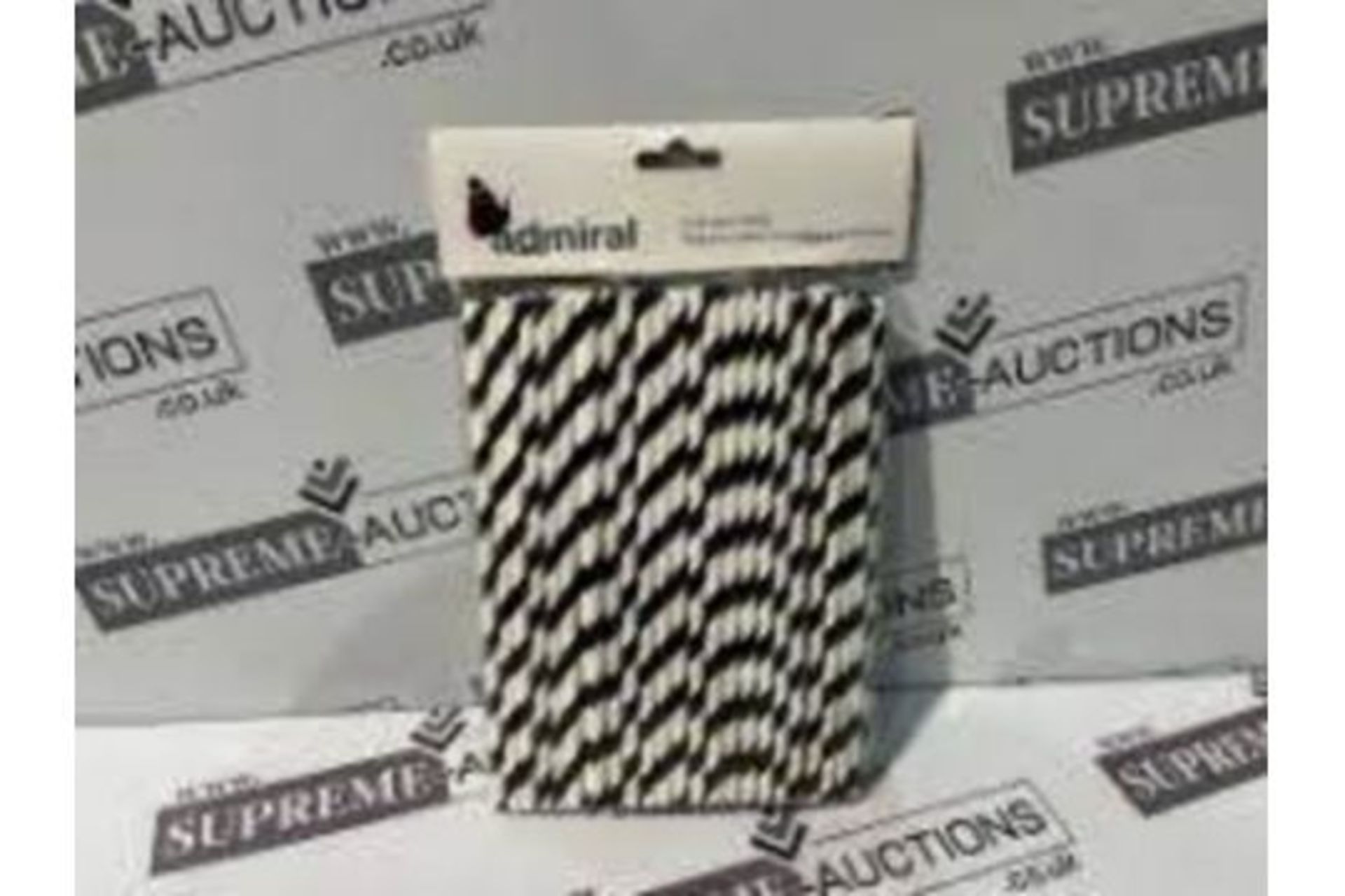 150 X BRAND NEW PACKS OF 100 ADMIRAL BLACK AND WHITE DRINKING STRAWS (ROW10)