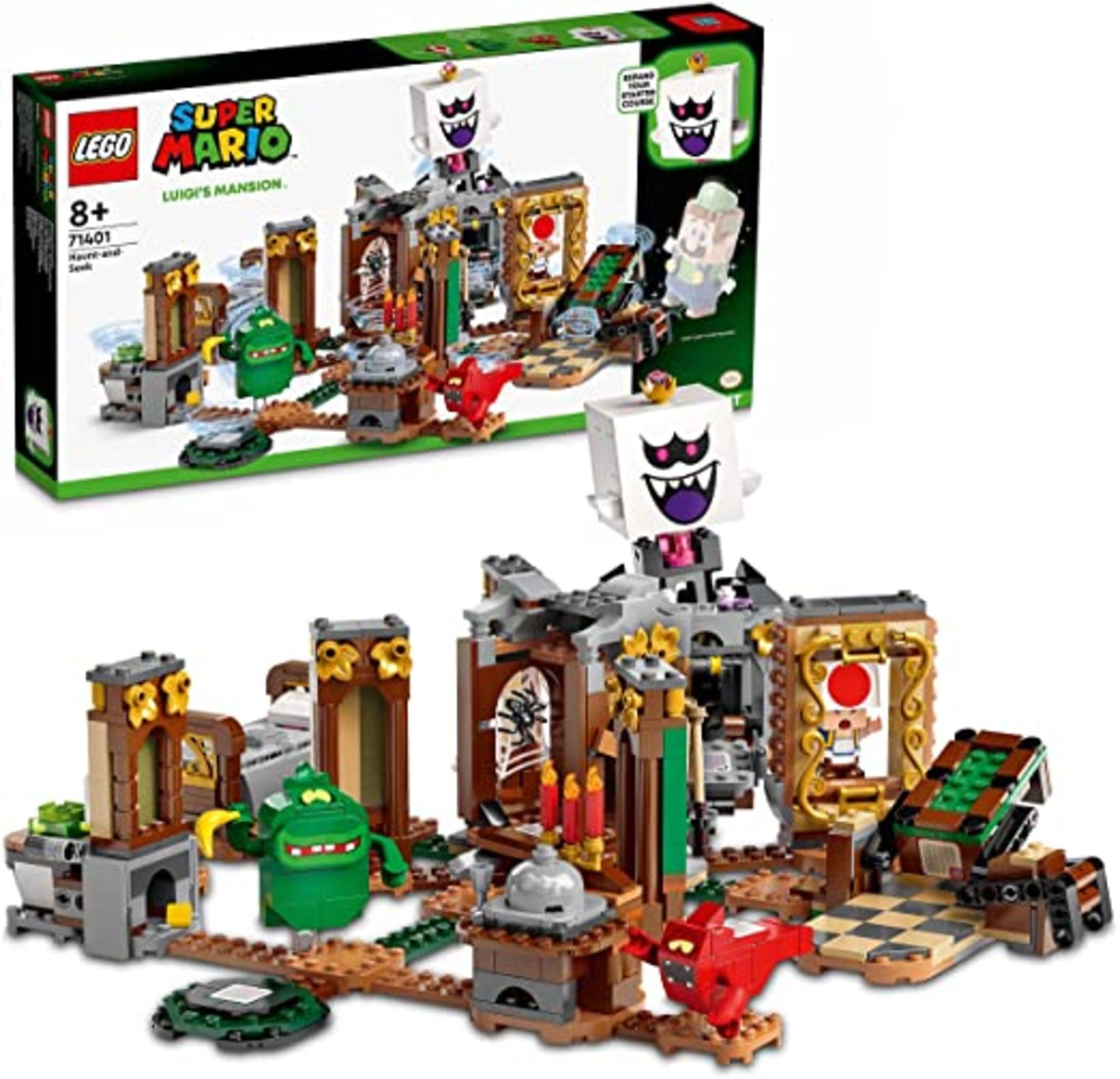 LEGO 71401 Super Mario Luigi’s Mansion Haunt-and-Seek Expansion Set, Buildable Game Toy with Toad